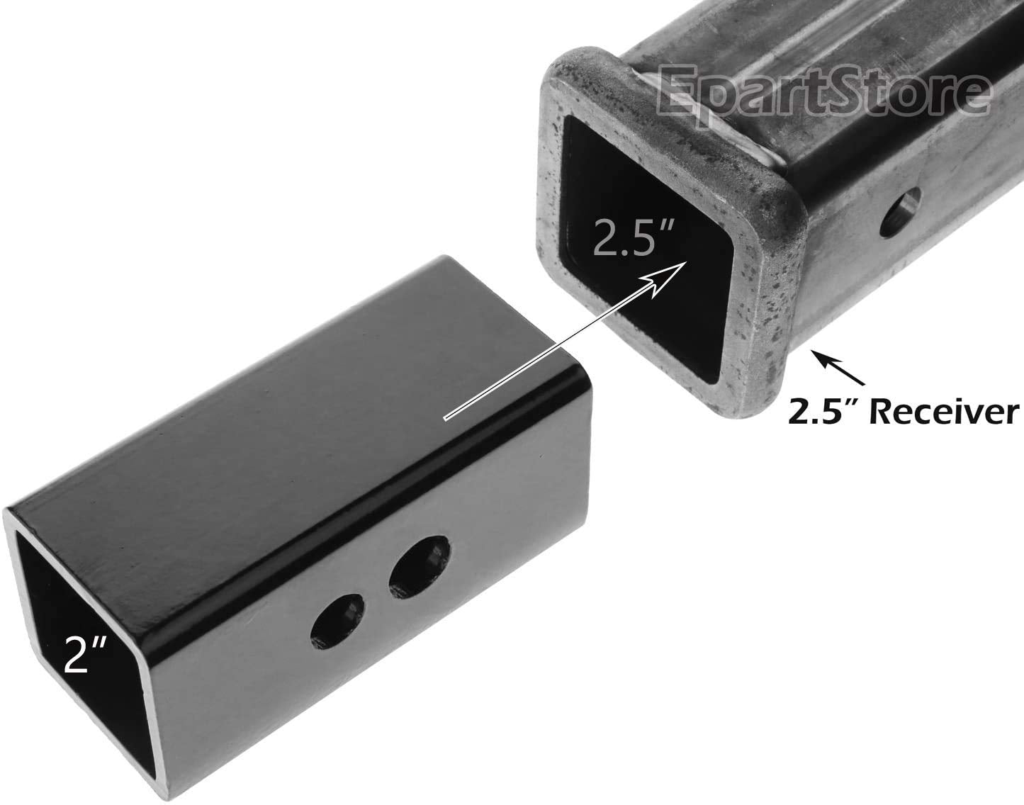 Lfparts 2.5 Inches To 2 Inches Metal Trailer Receiver Hitch Adapter Sleeve, Black