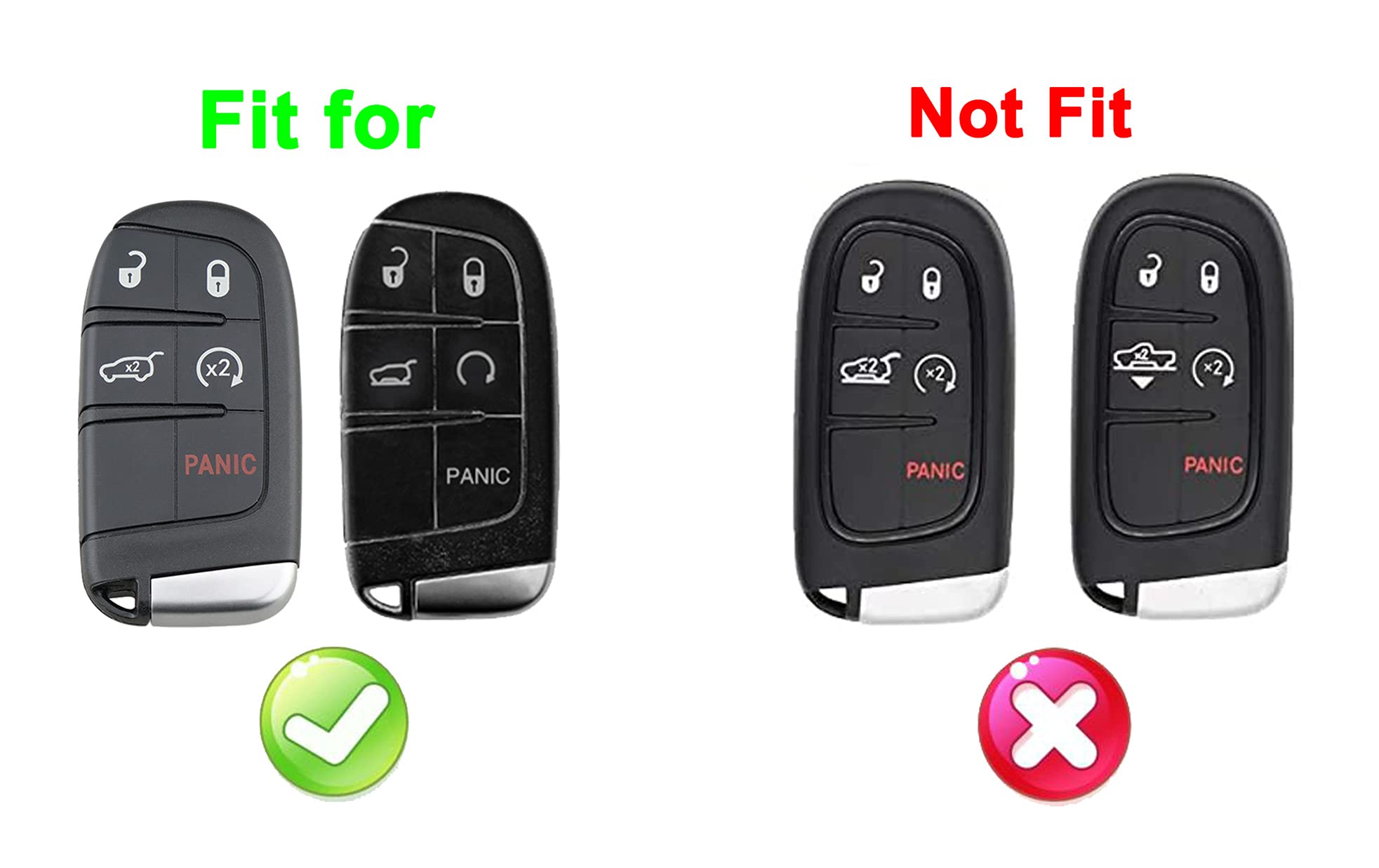 Key Fob Cover Case For Jeep Grand Cherokee Renegade Chrysler 200 300 Dodge Ram Durango Charger Challenger Journey Dart Fiat 5 Buttons Keyless Entry Remote Case Holder Abs Carbon Fiber Pattern (Black)