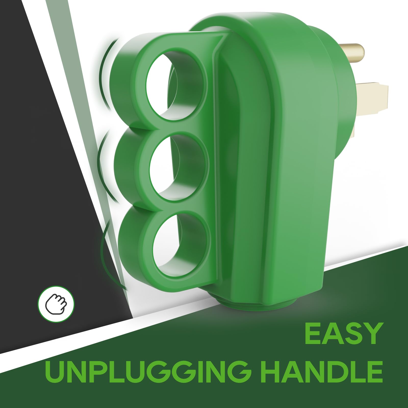 RVGUARD 50 Amp RV Male and Female Plug Kit, NEMA 14-50P & 14-50R RV Replacement Plug, 125/250V 50 Amp with Disconnect Handle, Gr