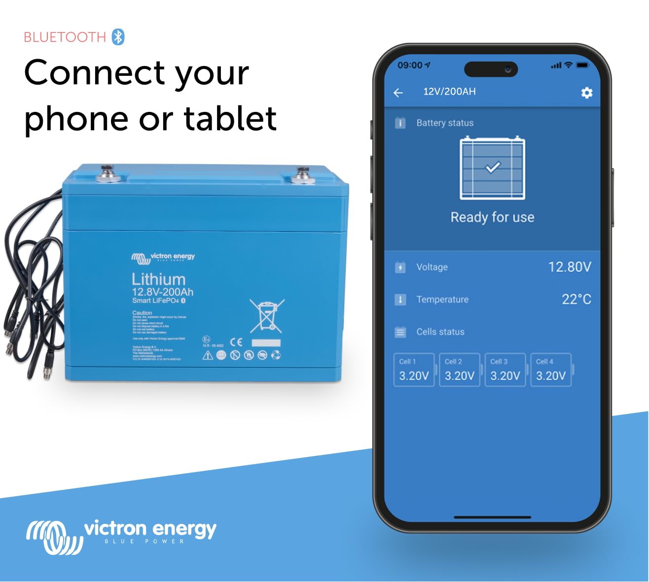 Victron Energy Smart 12.8-Volt 200Ah Lifepo4 Lithium Battery