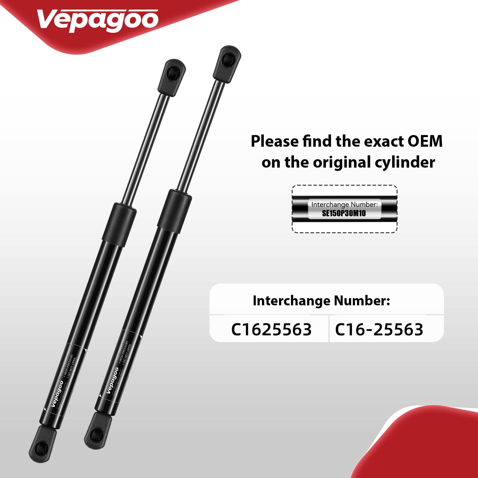 C16-25563 12 Inch 65Lb/289N Gas Shock Strut For Truck Pickup Tool Box,Weatherguard Aluminum Toolbox,Camper Shell Topper Window,