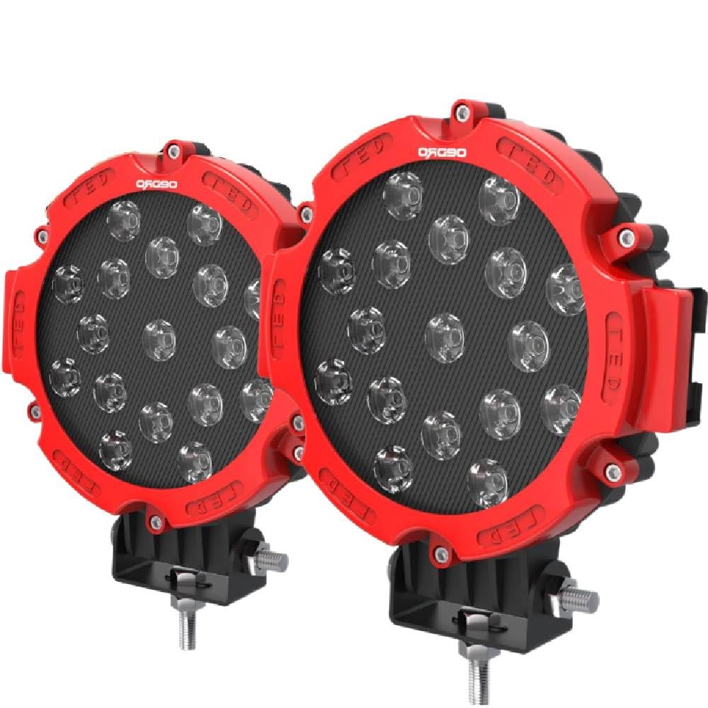 Oedro 7 Inch 51W Round Led Offroad Lights, 5100Lm Spot Driving Light Pod Bumper Roof Fog Light Fit For Boat, Jeep, Atv, Suv, Tru