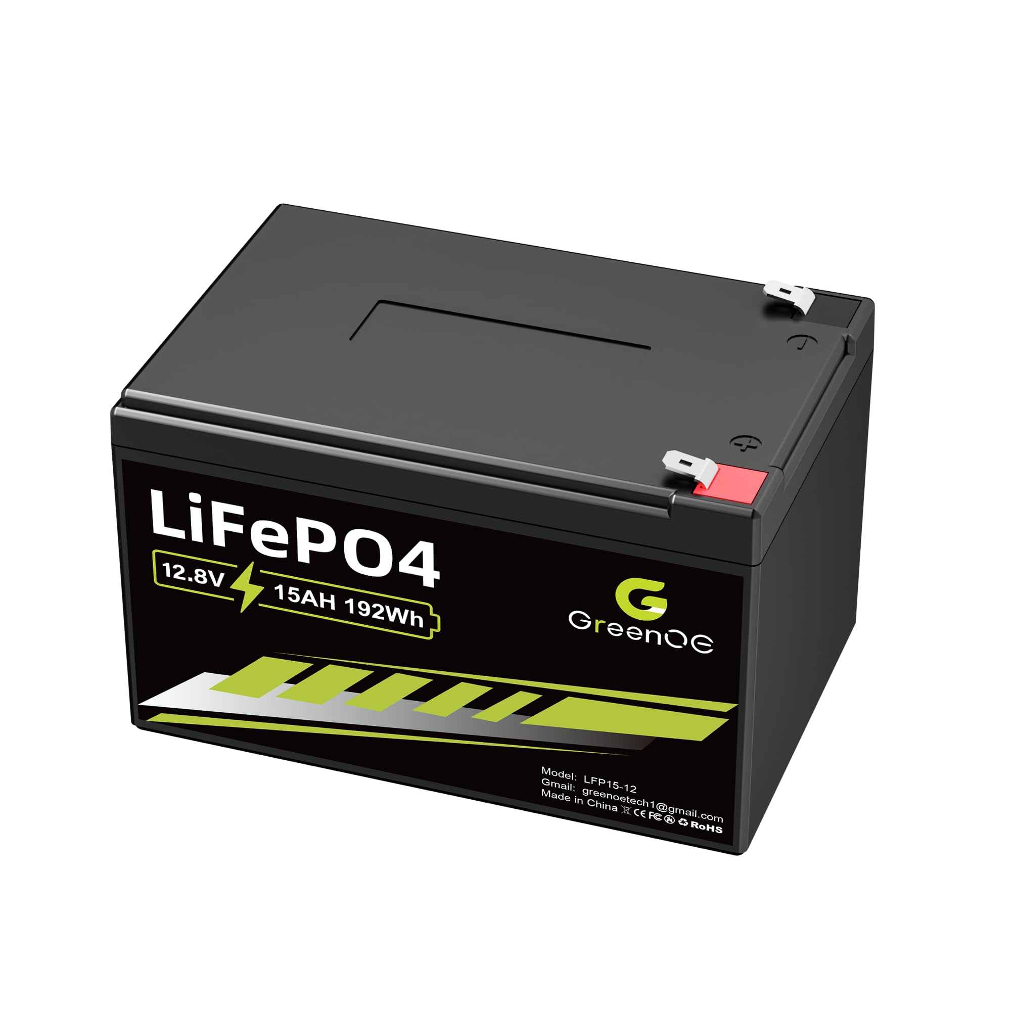 LiFePO4 Battery Pack, Lithium Iron Phosphate Rechargeable (12v15ah)
