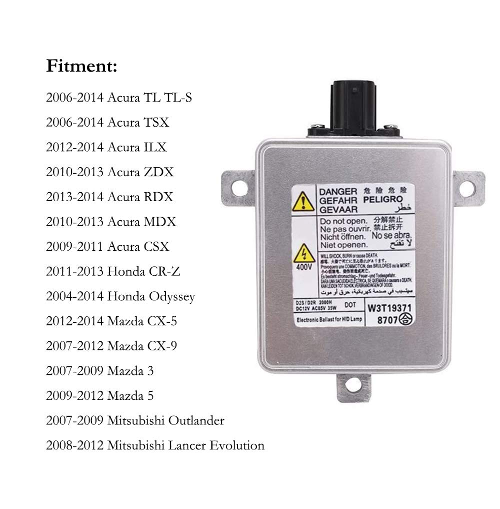 W3T19371 Xenon Headlight Ballast With Igniter And D2S Bulb For 2006-2014 Acura 2004-2014 Honda 2007-2014 Mazda 2007-2012 Mitsubishi W3T15671 W3T16271 W3T20971