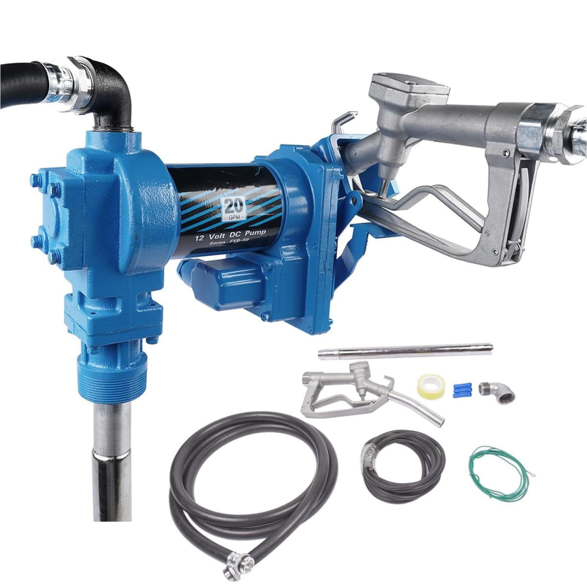 20 GPM 12 Volt Fuel Transfer Pump High Flow DC Transfer Pump Gasoline Pump for Transfer of Gasoline, Diesel, Kerosene, Ethanol &