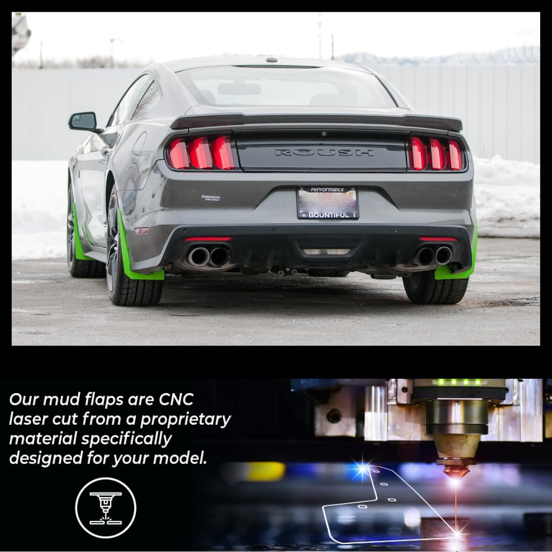 RokBlokz Splash Guards for 2015-2019 Compatible with Ford Mustang - Rock Guards Fit V6 - Ecoboost - and GT Models (Not GT350/500) (Black, Set of 4 - Front and Rear)