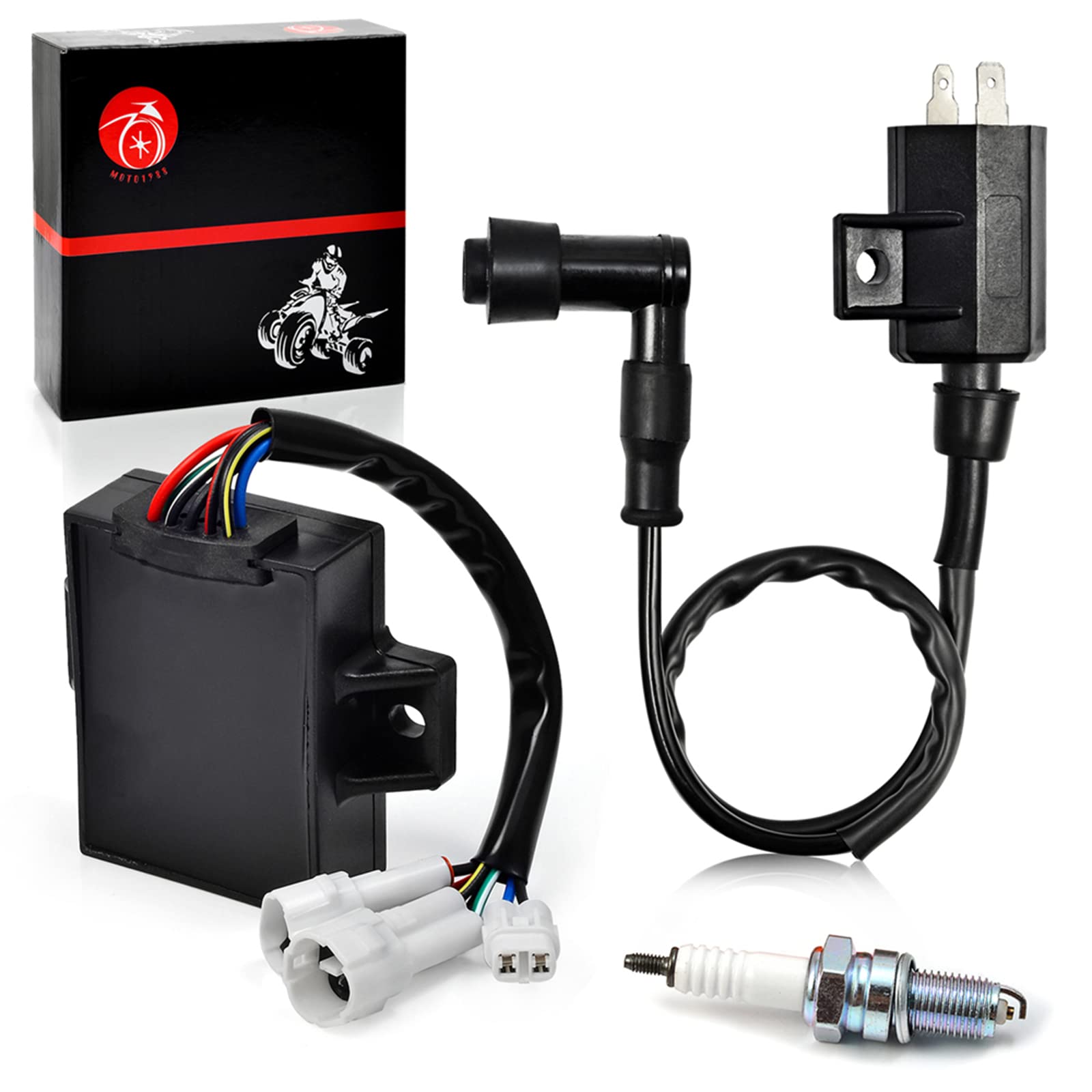 Cdi Box Ignition Coil Spark Plug Compatible With Kawasaki Bayou 220 1988 1989 1990 1991 1992 1993 1994 1995 21119-1226 21121-116