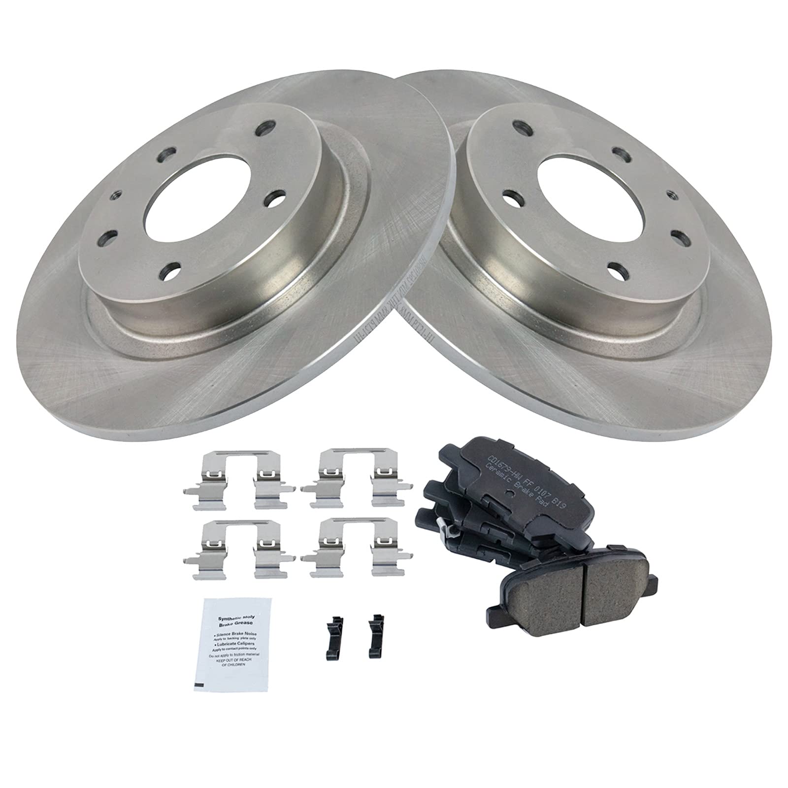 Trq Rear Brake Pad & Rotor Kit Brake Pads Brake Rotor Ceramic Compatible With 2014-2015 Mazda 6