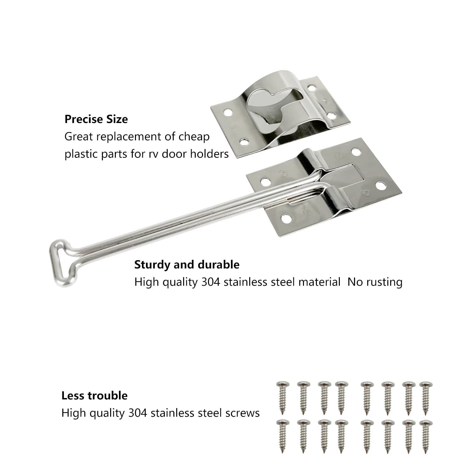 ESUDNT Rv Door Latch Trailer Door Latch 304 Stainless Steel Camper Door Latch Trailer Door Holder Rv Door Holder Rv Screen Door