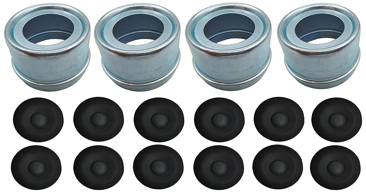 Replaces 4 Pack Trailer Axle Dust Cap Cup Grease Cover & Rubber Plugs 12 Pack For Dexter Ez Lube Trailer Camper Axle 1.98''