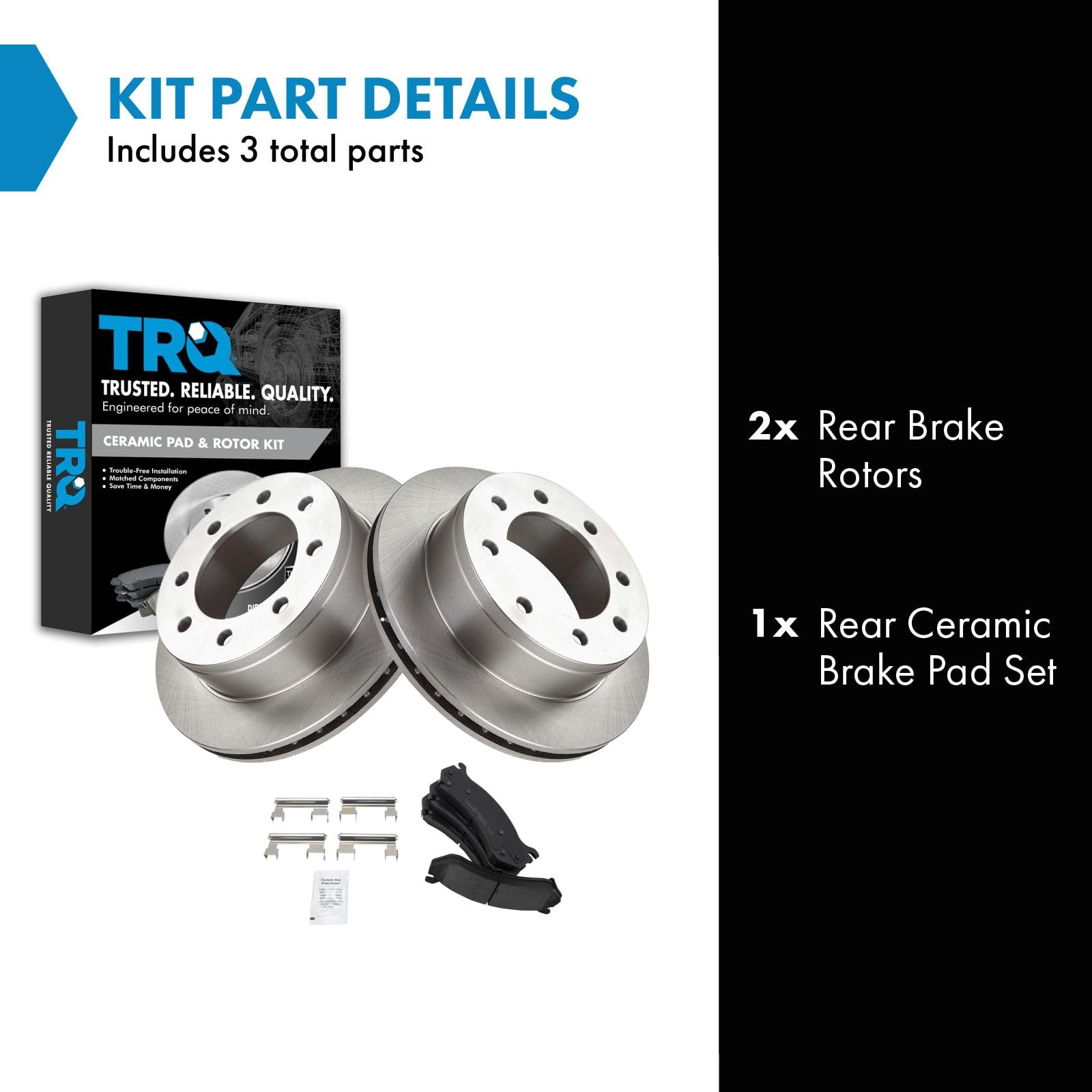 Trq Rear Premium Posi Ceramic Disc Brake Pads & Rotors Kit Compatible With Chevy Truck
