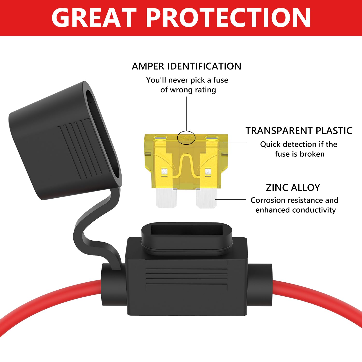 Newdeli 10Pack 14Awg Inline Fuse Holder 12V Ato/Atc Waterproof In Line Fuse Holder With 100Pcs Standard Blade Fuse 2A/3A/5A/7.5A