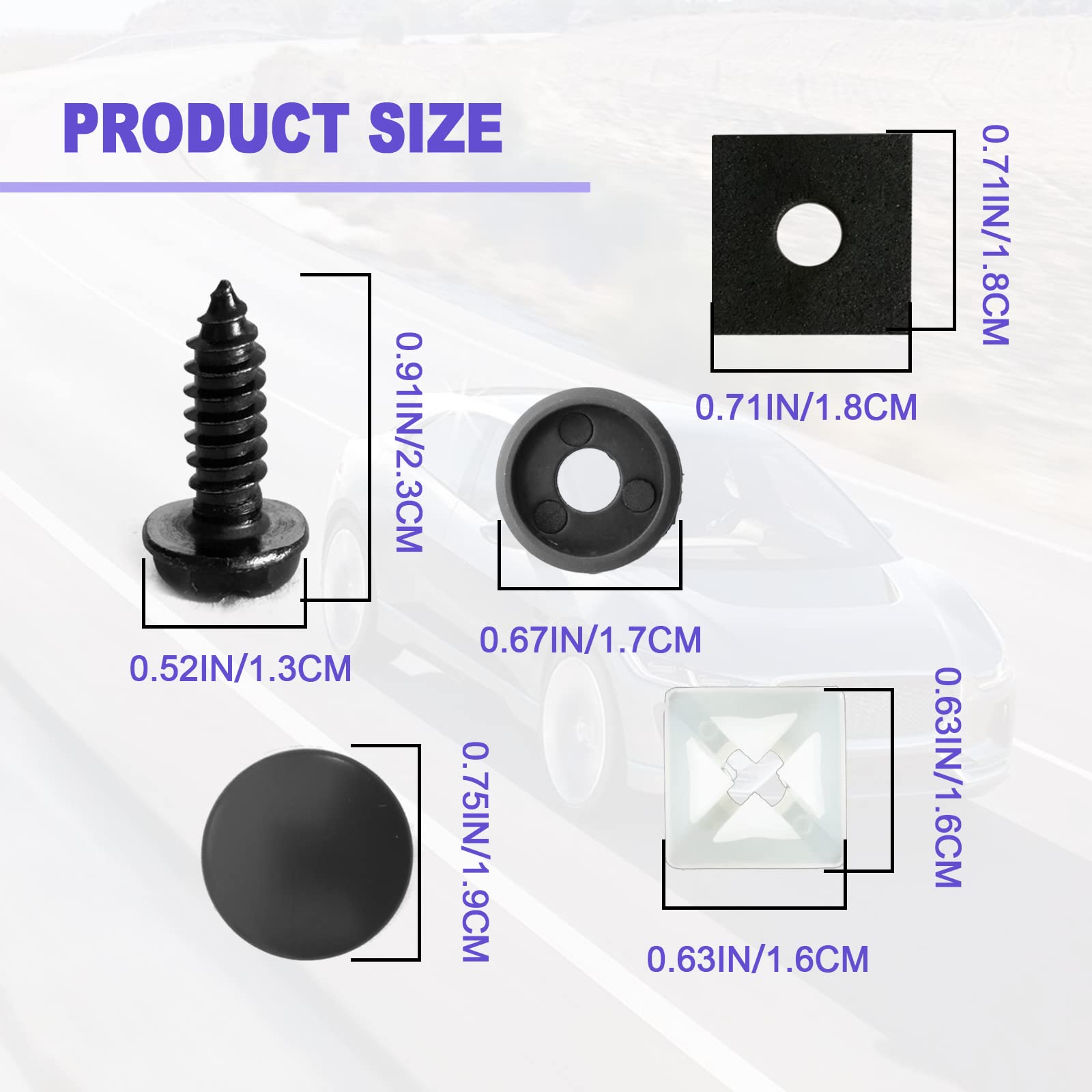 Universal License Plate Screws, Rustproof License Plate Screws, 4 Sets Premium Stainless Steel Self Tapping Mounting Bolts For S