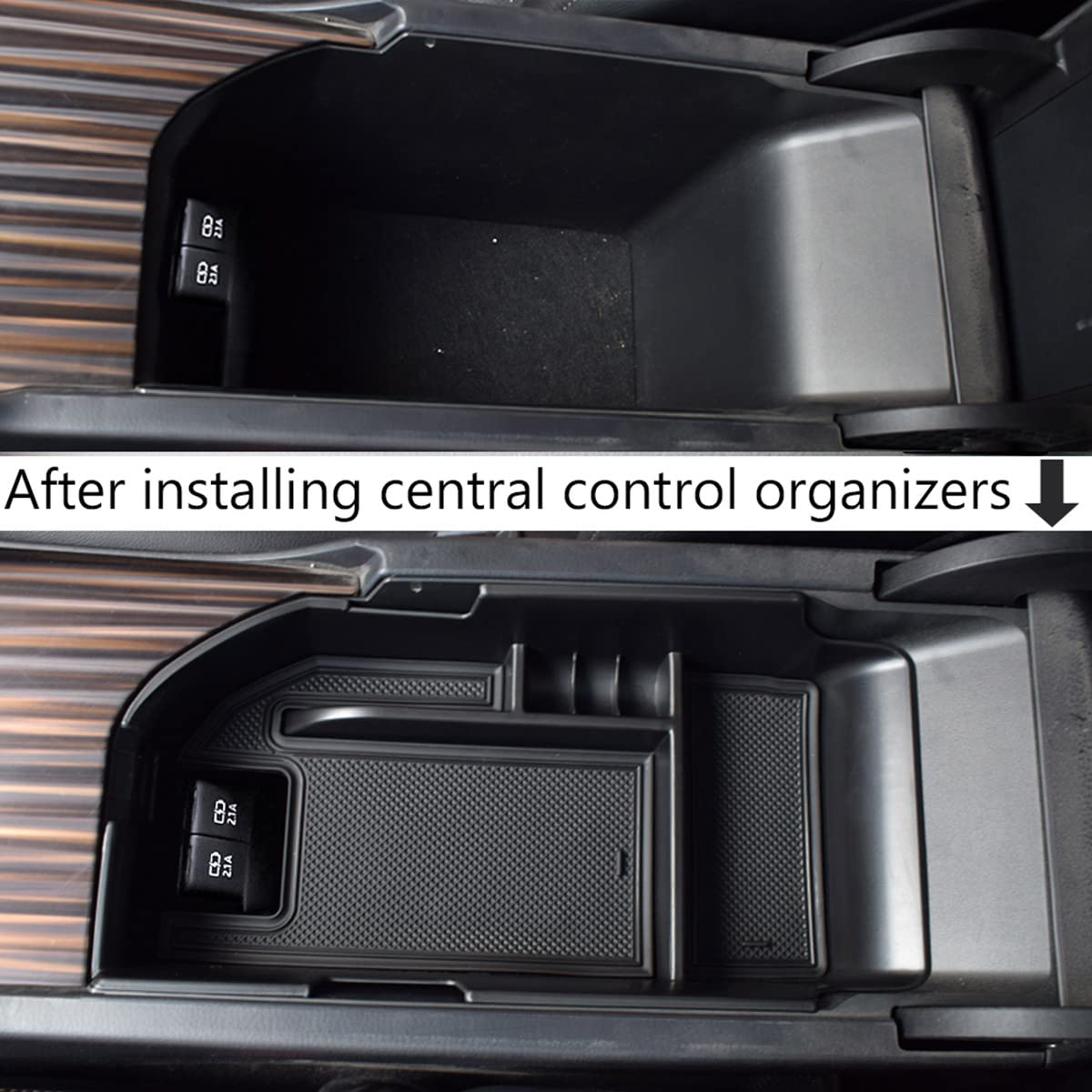 Tacorbo Center Console Organizer Compatible With Camry Xle Xse 2018-2022 2023 And Camry Le Se 2020 2021-22 2023 Insert Tray Accessories, Armrest Secondary Storage Box, Fit Dual Usb Ports, Black Trim