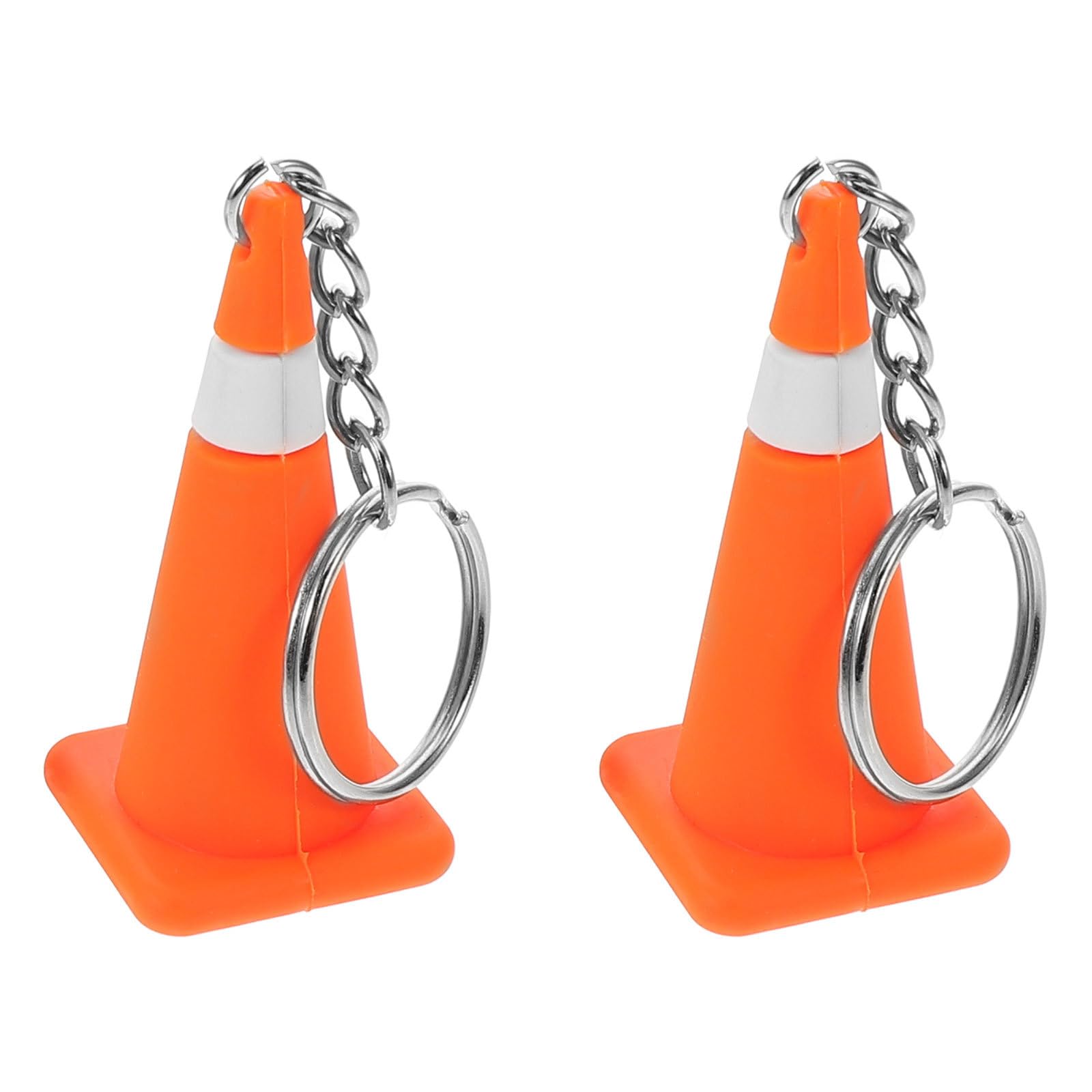 LIOOBO 2Pcs Mini Traffic Cone Keychain Construction Key Ring Charm for Bag Backpack and Purse Unique Pendant for Car Decorations