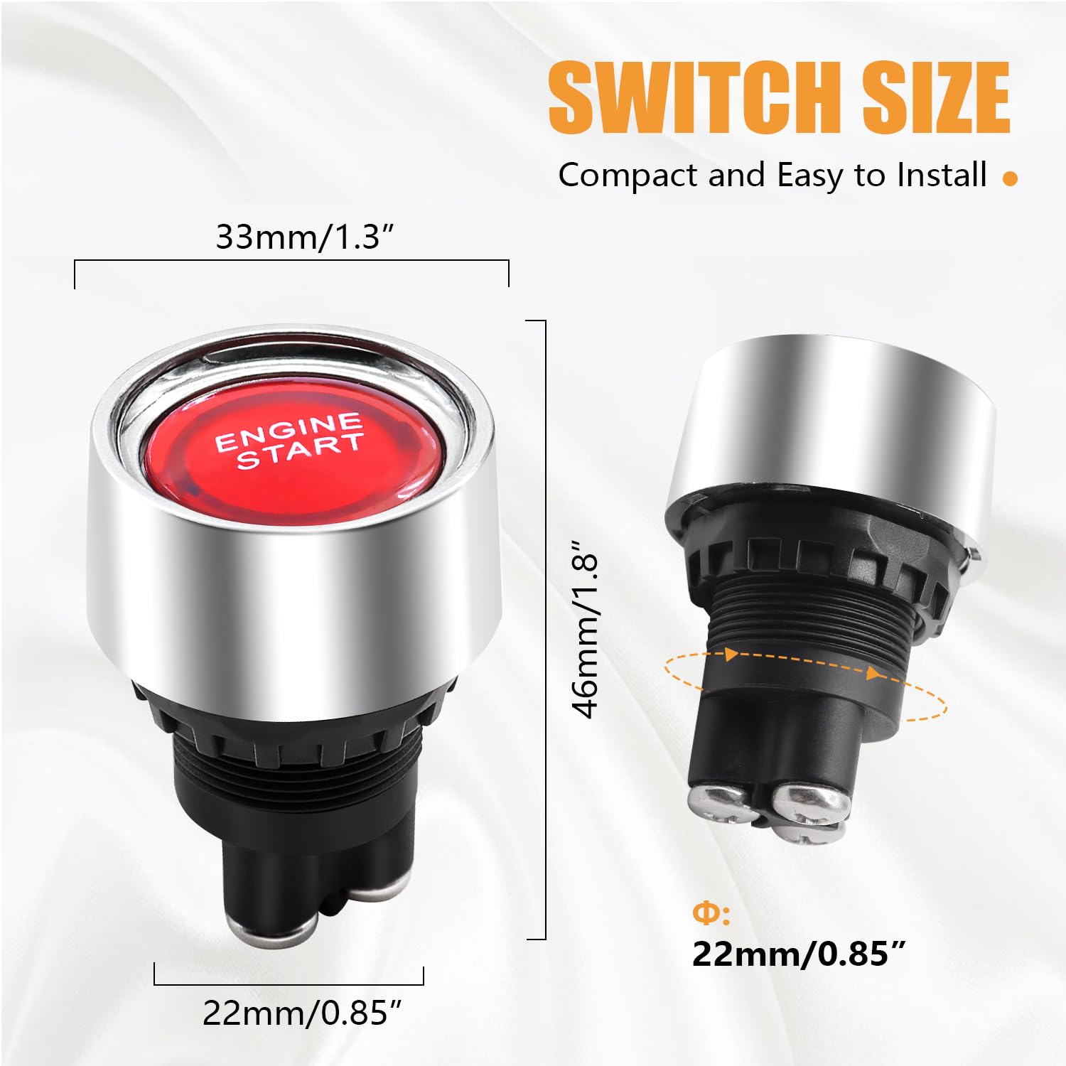 Mankk Push Start Ignition Switch 12V Dc,Start Engine Button Stater (On)-Off,Momentary Engine Start Push Button Switch Spst 50A Red Led Light For Racing Car Vehicle Truck Boat Rv M-042-R