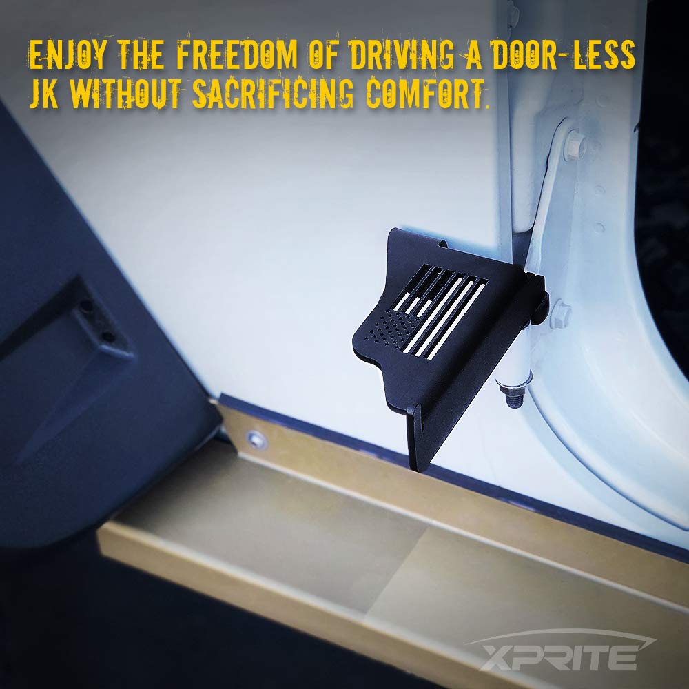 Xprite Wrangler Foot Pegs, Metal Steel '' Us Flag '' Exterior Door Hinge Mounted Front Rest Pedals Compatible With 2007-2018 Jee