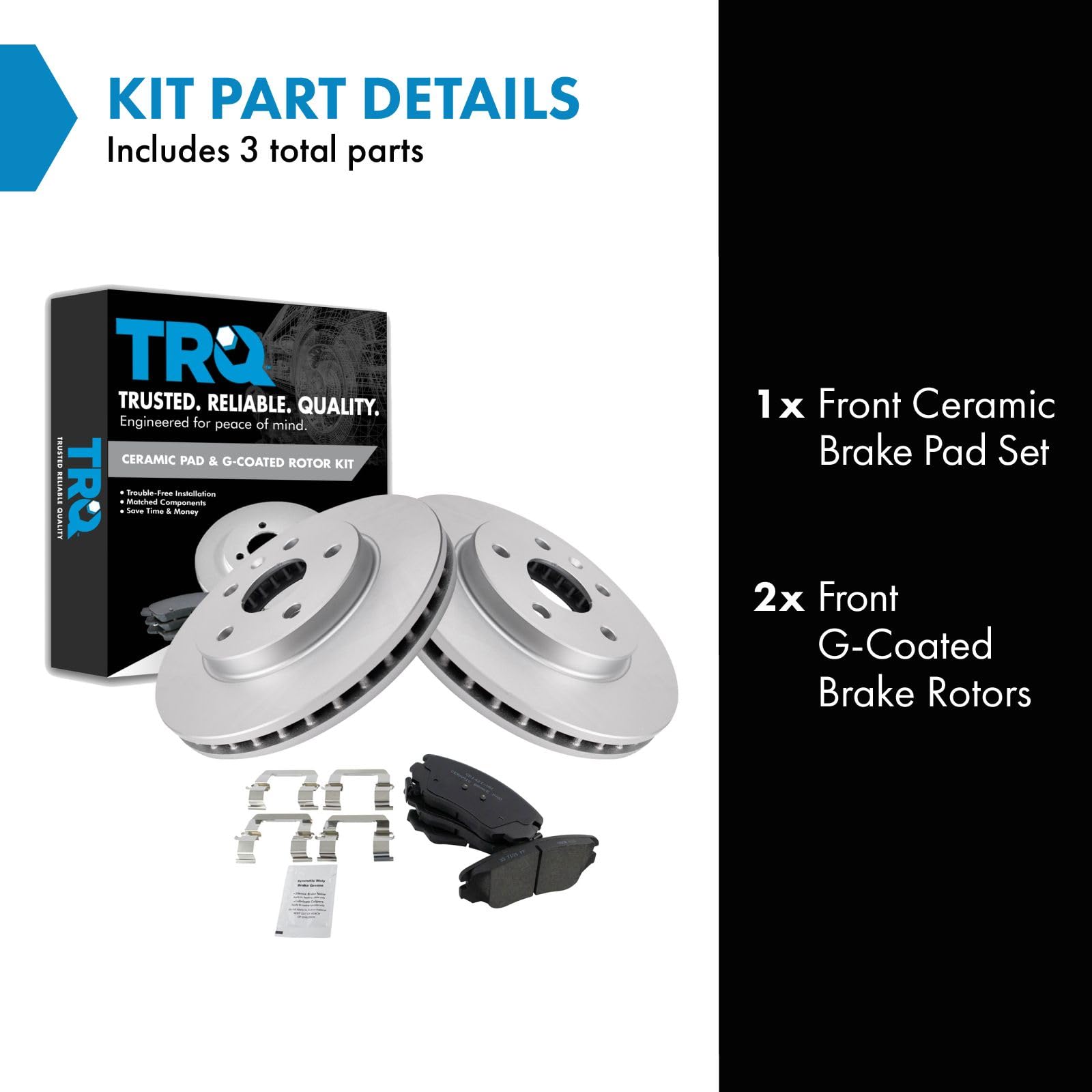 Trq Front Brake Pad & Rotor Kit Brake Pads Brake Rotor Ceramic Premium G-Coated Compatible With 2012-2016 Buick Lacrosse 2011-20