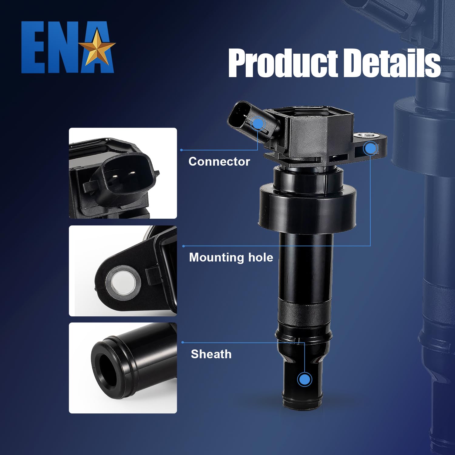 ENA Set of 4 Ignition Coil Packs L4 1.6L 2012 2013 2014 2015 2016 2017 Compatible with Kia Rio Soul Hyundai Accent Veloster 1.6