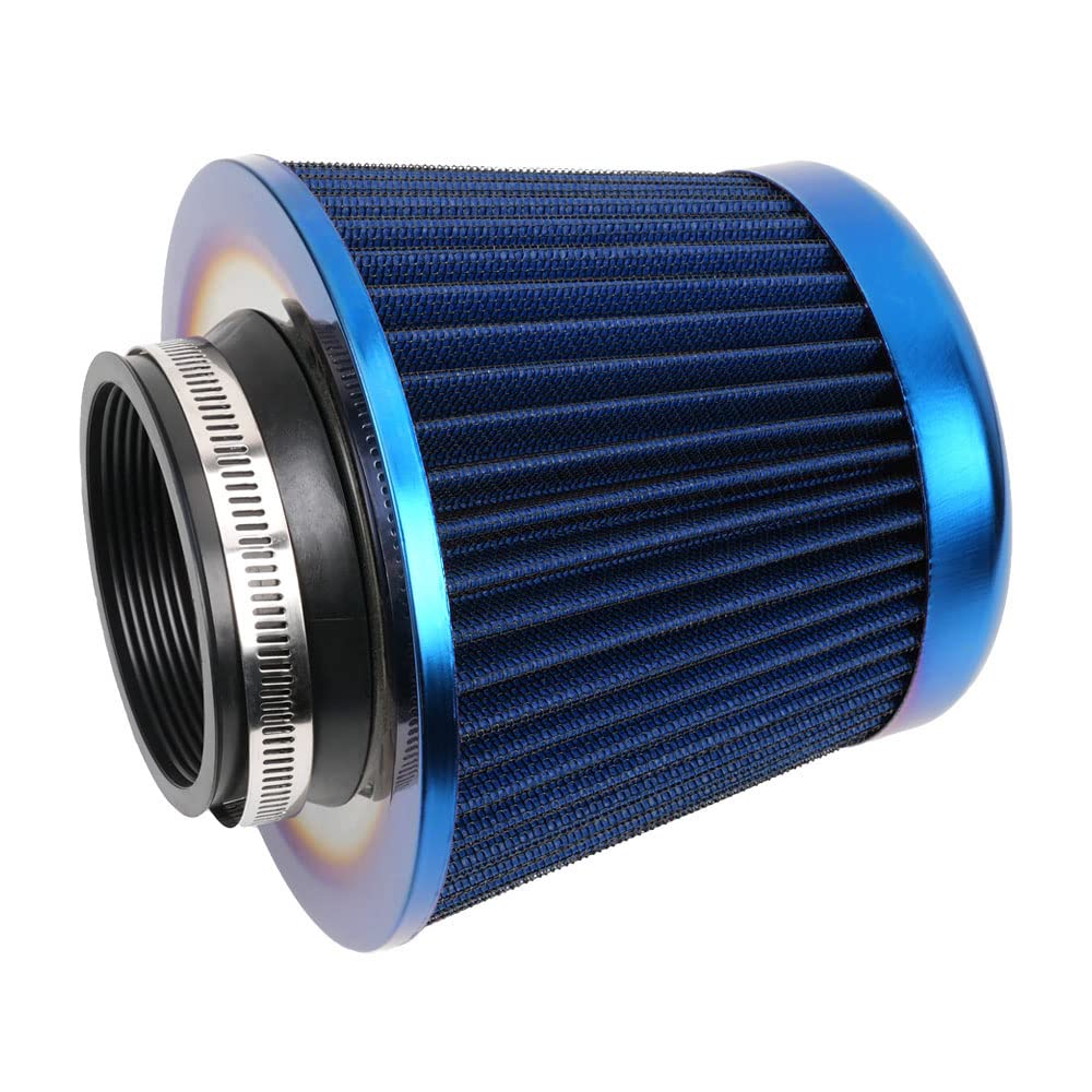 Universal Clamp-On Air Intake Filter, High Performance, Washable Filter, Replacement Air Filter, Flange Diameter 3Inch/76Mm Blue