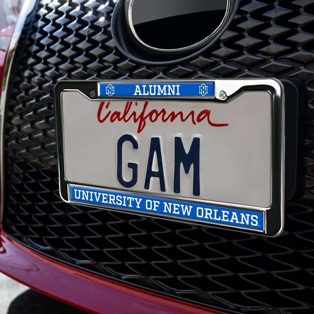 The University of New Orleans Alumni Full Size Standard License Plate Metal Frame