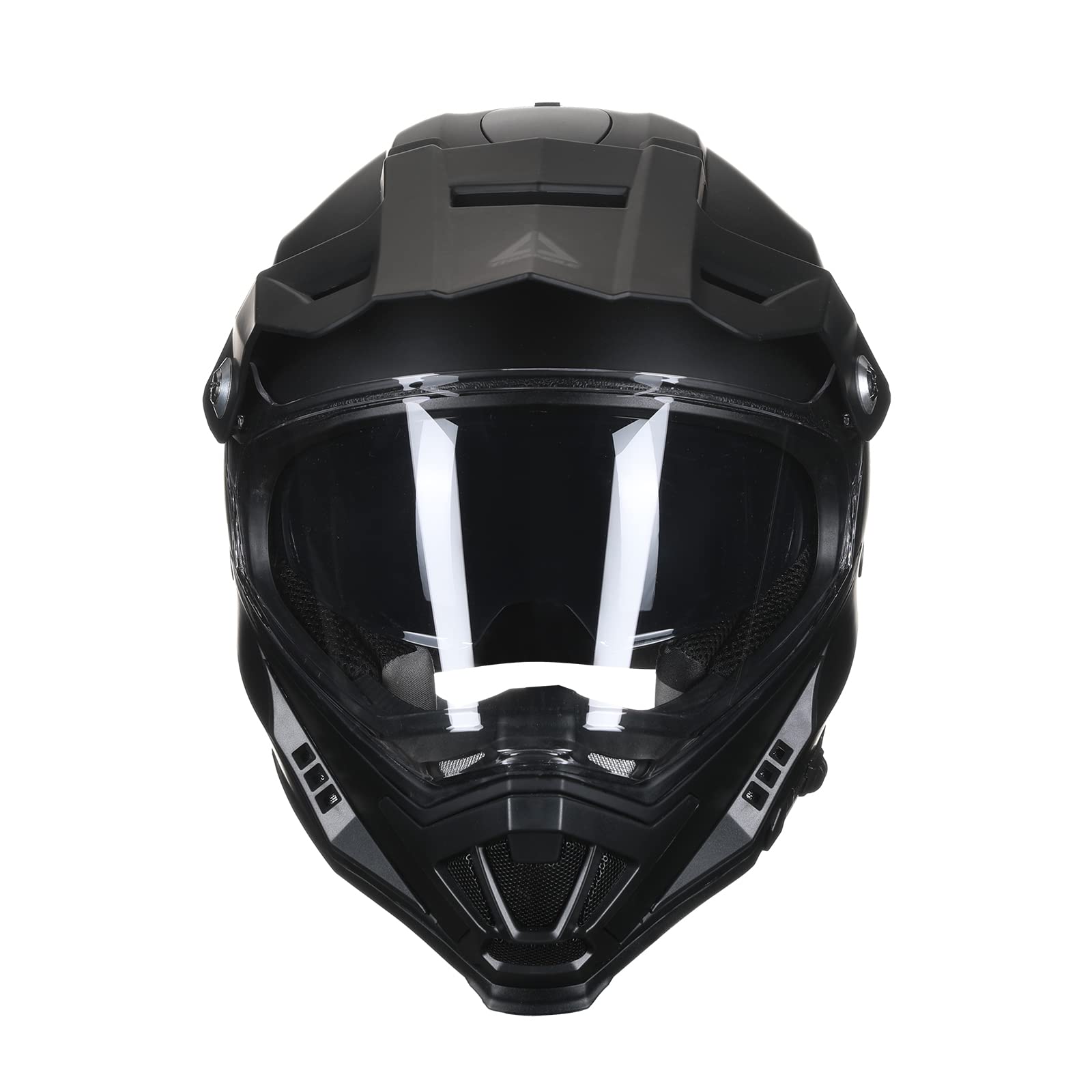 TRIANGLE Full Face Motorcycle Helmet ATV Dirt Bike Helmet Dual Sport Off-Road for Men DOT Approved (Large, Matte Black)