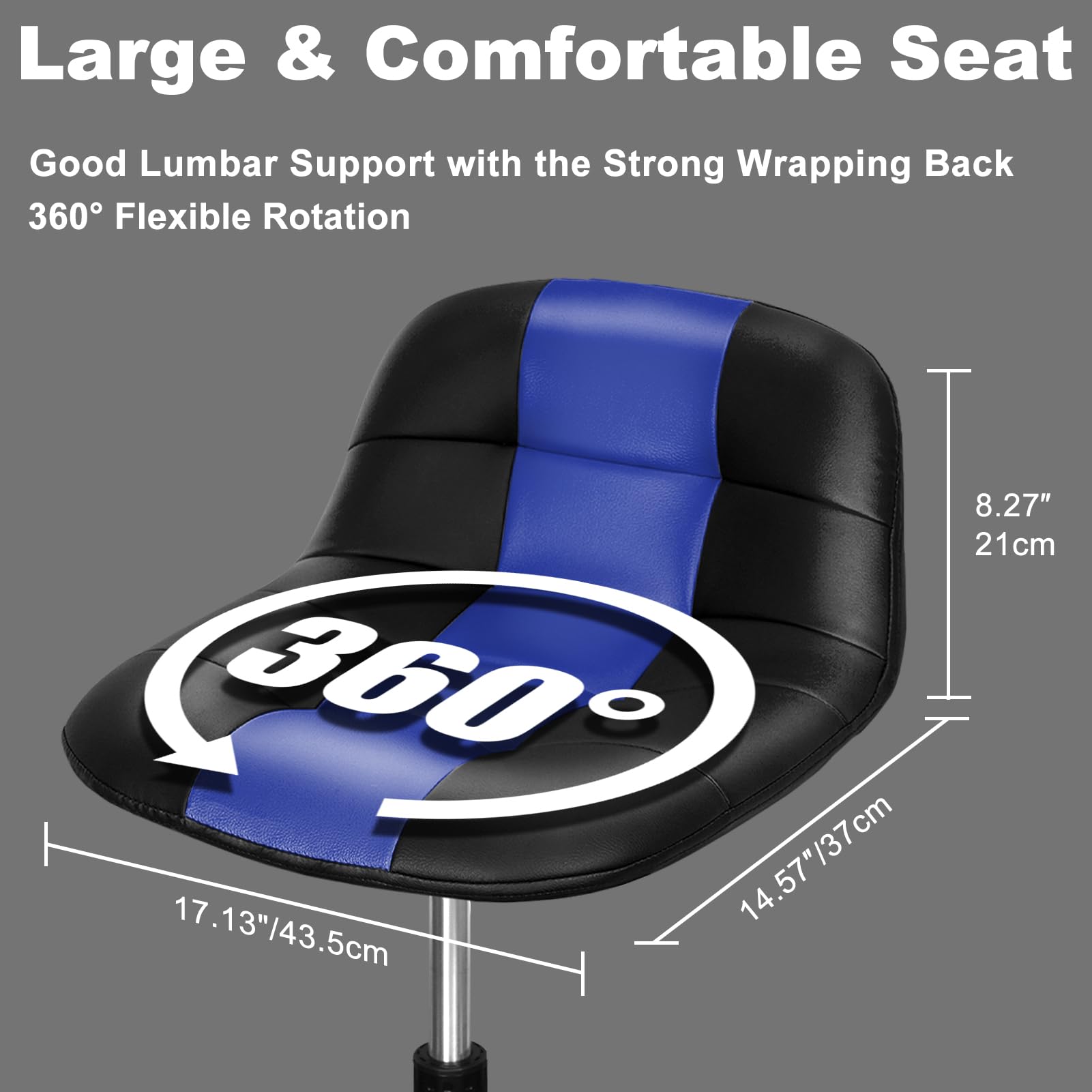 FreekyFit Rolling Stool with Wheels, Adjustable Shop Stool Mechanic Chair Seat Garage Shop Roller Work Chair Mobile Rolling Seat