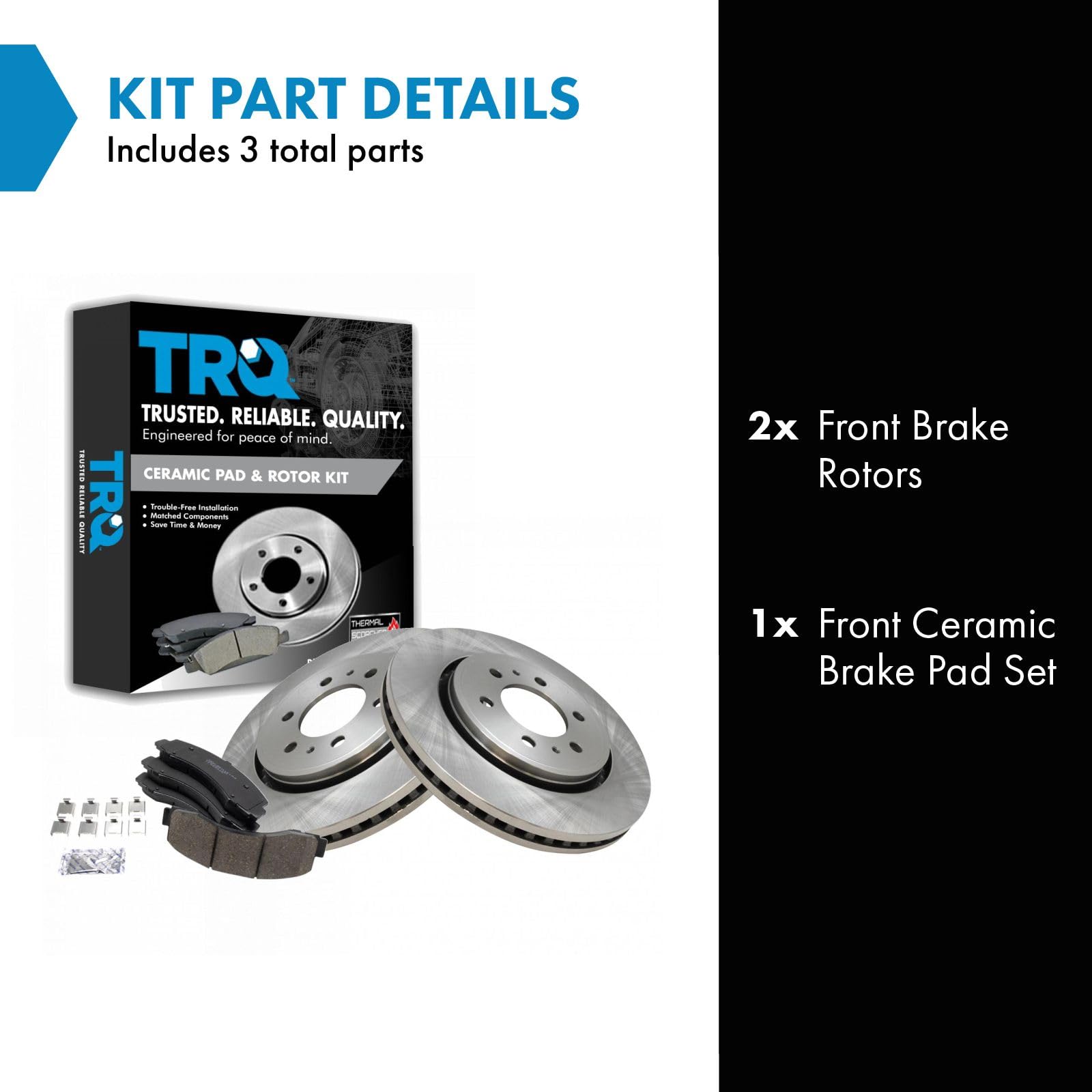 Trq Front Brake Pad & Rotor Kit Brake Pads Brake Rotor Ceramic Vented Compatible With 2018-2020 Ford Expedition F-150 Lincoln Na