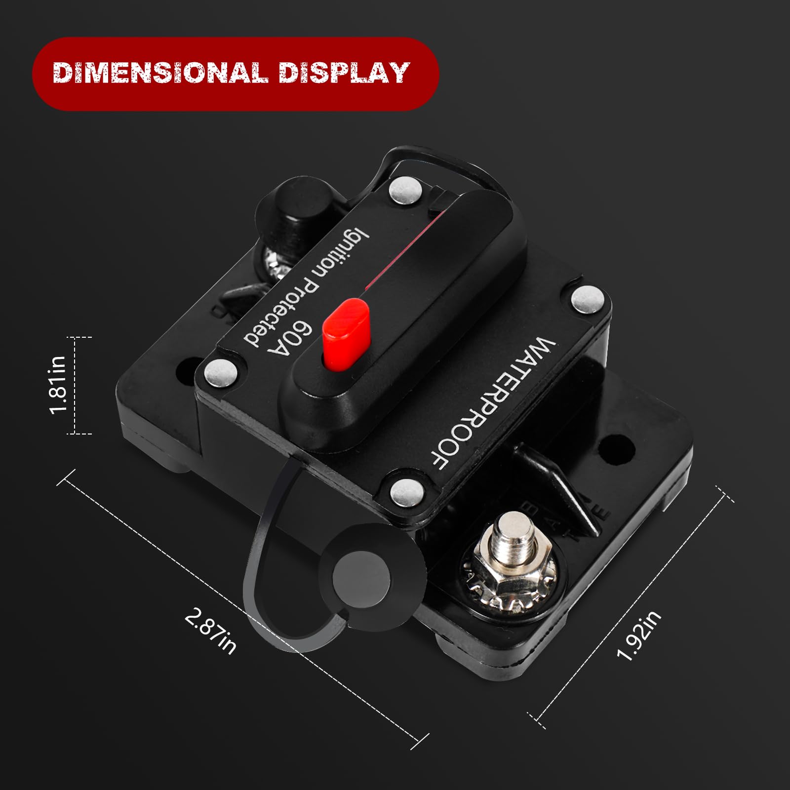 Tiwerlfe 60Amp Circuit Breaker With Manual Reset, Waterproof Inline Fuse For Boat Trolling Motor Marine Atv Trailer Vehicles Ste