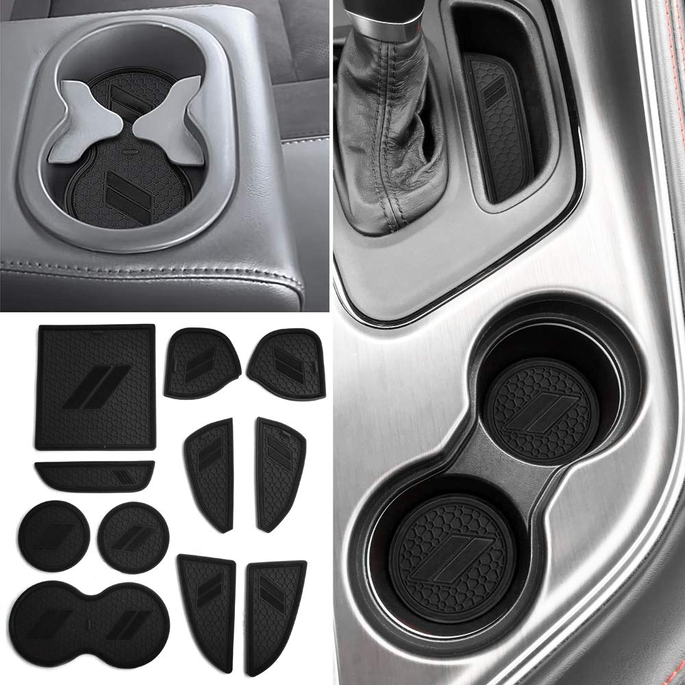 Auovo 11Pcs Anti-Dust Mats For Challenger Accessories 2015-2023 Custom Interior Cup Holder Inserts Door Pocket Center Console Li