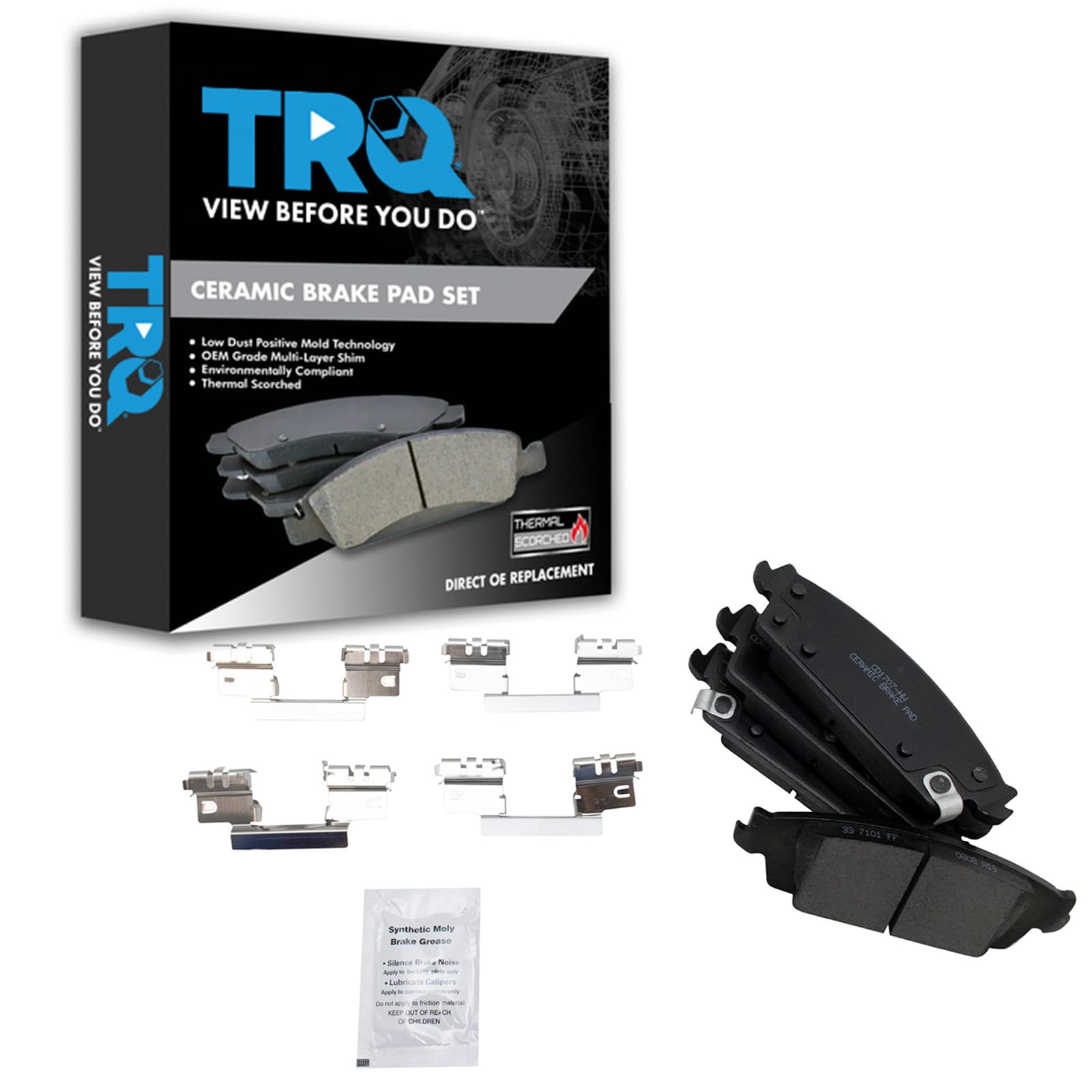 TRQ Rear Posi Ceramic Brake Pad Kit Set for Escalade/Escalade ESV/Sierra 1500 / Silverado 1500 / Suburban/Tahoe/Yukon/Yukon XL