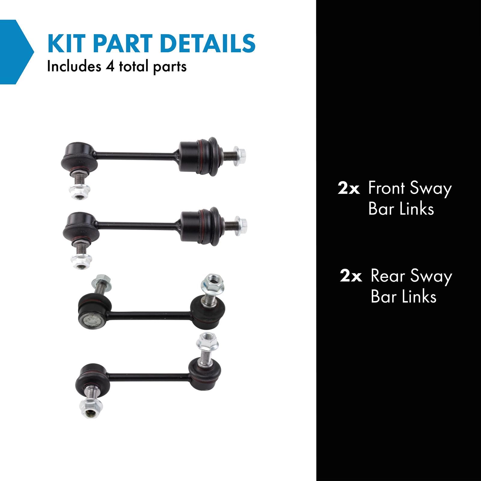 Trq Front & Rear Sway Bar Stabilizer Link Set Compatible With 2012-2013 Hyundai Equus 2009-2014 Genesis