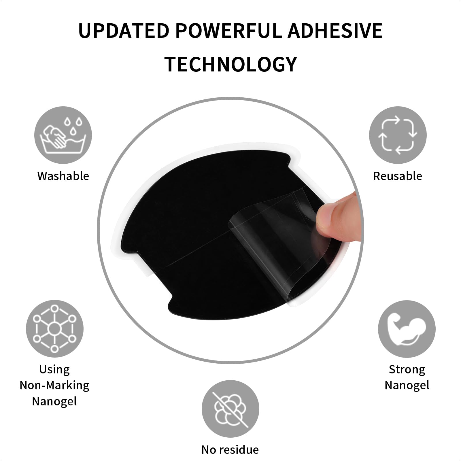 Tangsen 4Pcs Universal 3D Carbon Fiber Texture Automotive Door Cup Handle Recess Paint Protector Cover Scratch Non-Marking Black Tpu Personalize Pad Sticker (L)