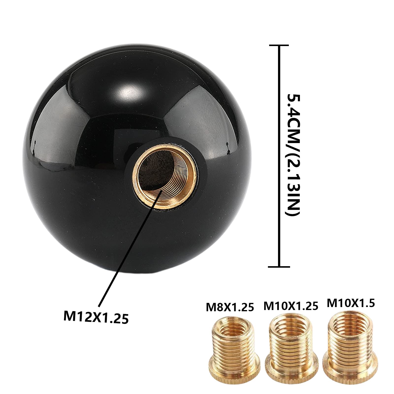 Yiuiy Round Ball Shift Knob Universal Gear Shift Knob 5 6 Speed For Manual Automatic Vehicles With Adapters (Pure Black)