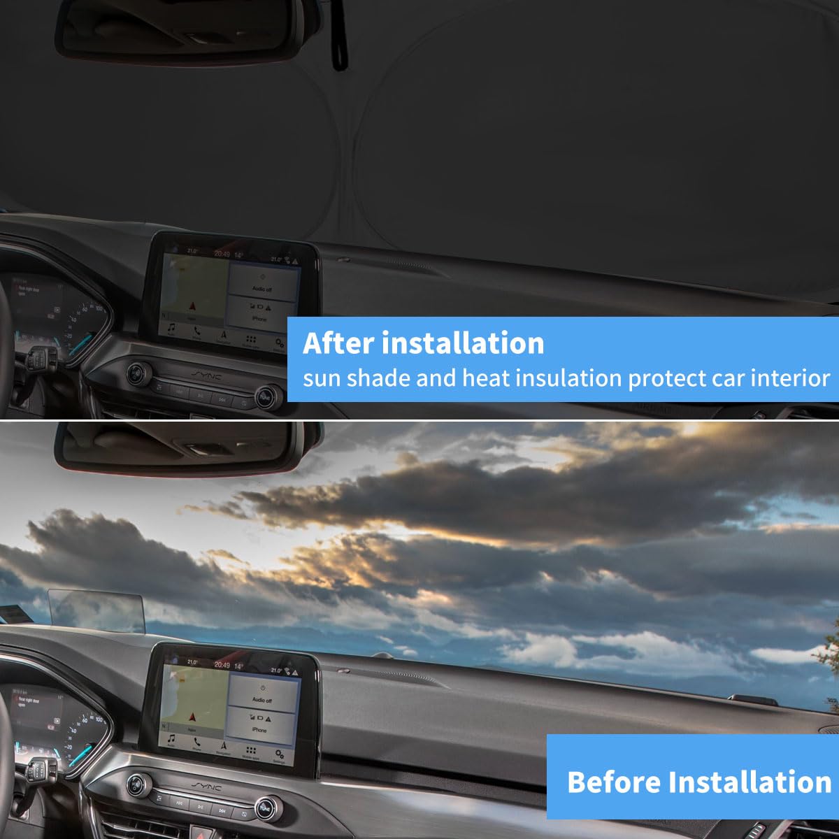 Windshield Sun Shade For Ford Focus Accessories Window Sunshade Fit 2025 2024 2023 2022 2021 2020 2019 Ford Focus Front Window S