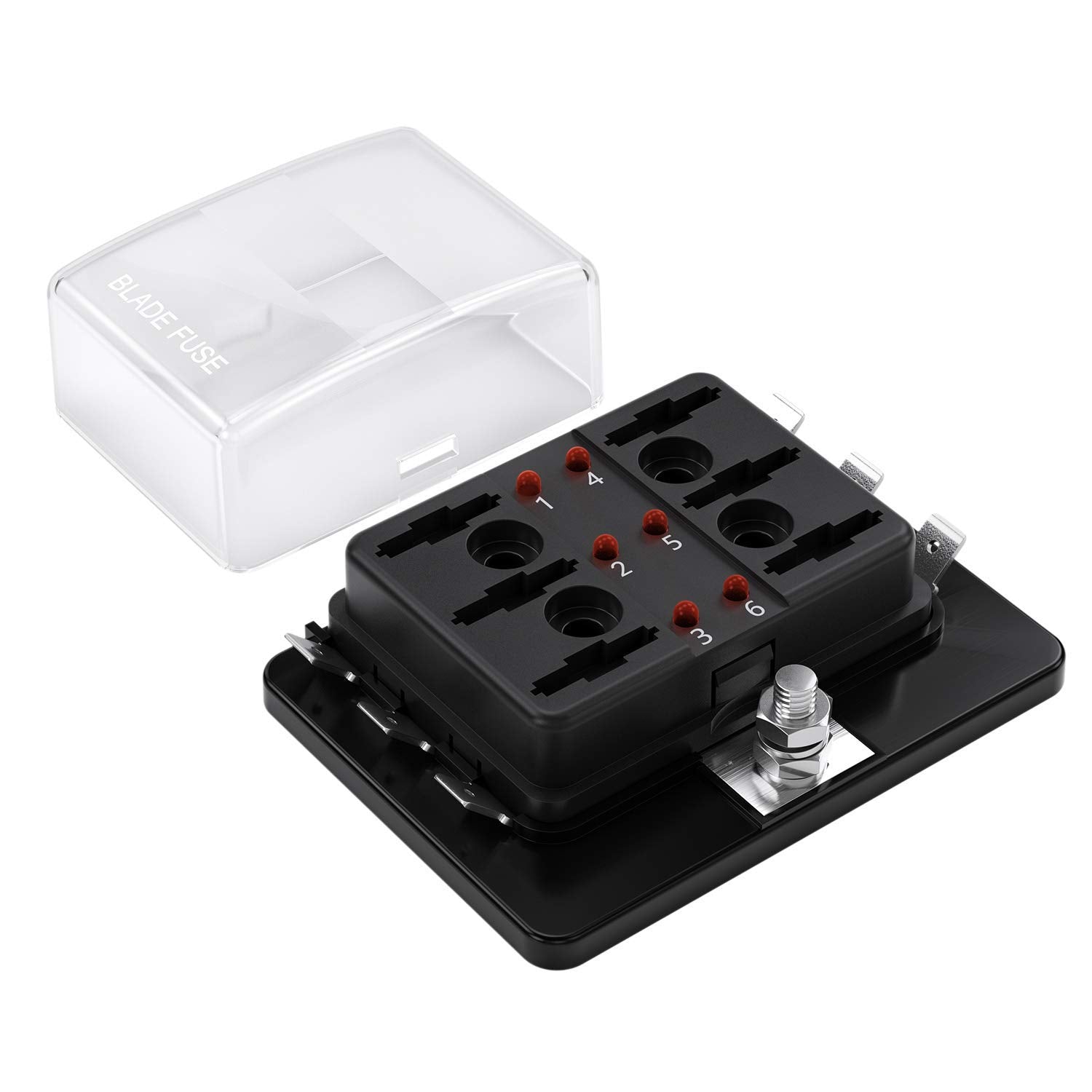 6-Way Rv Fuse Block Blade Fuse Box Dc12~32V 12V Junction Box Jtron Led Indicator Fuse Block For Blown Fuse Protection Cover 100