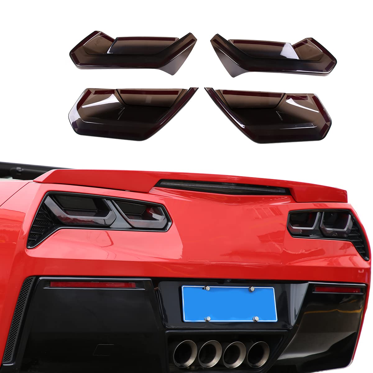 Jonkoko Abs Black Rear Tail Light Lens Taillight Kit Fit For Chevrolet Corvette C7 2014-2019 Car Exterior Taillight Protection C