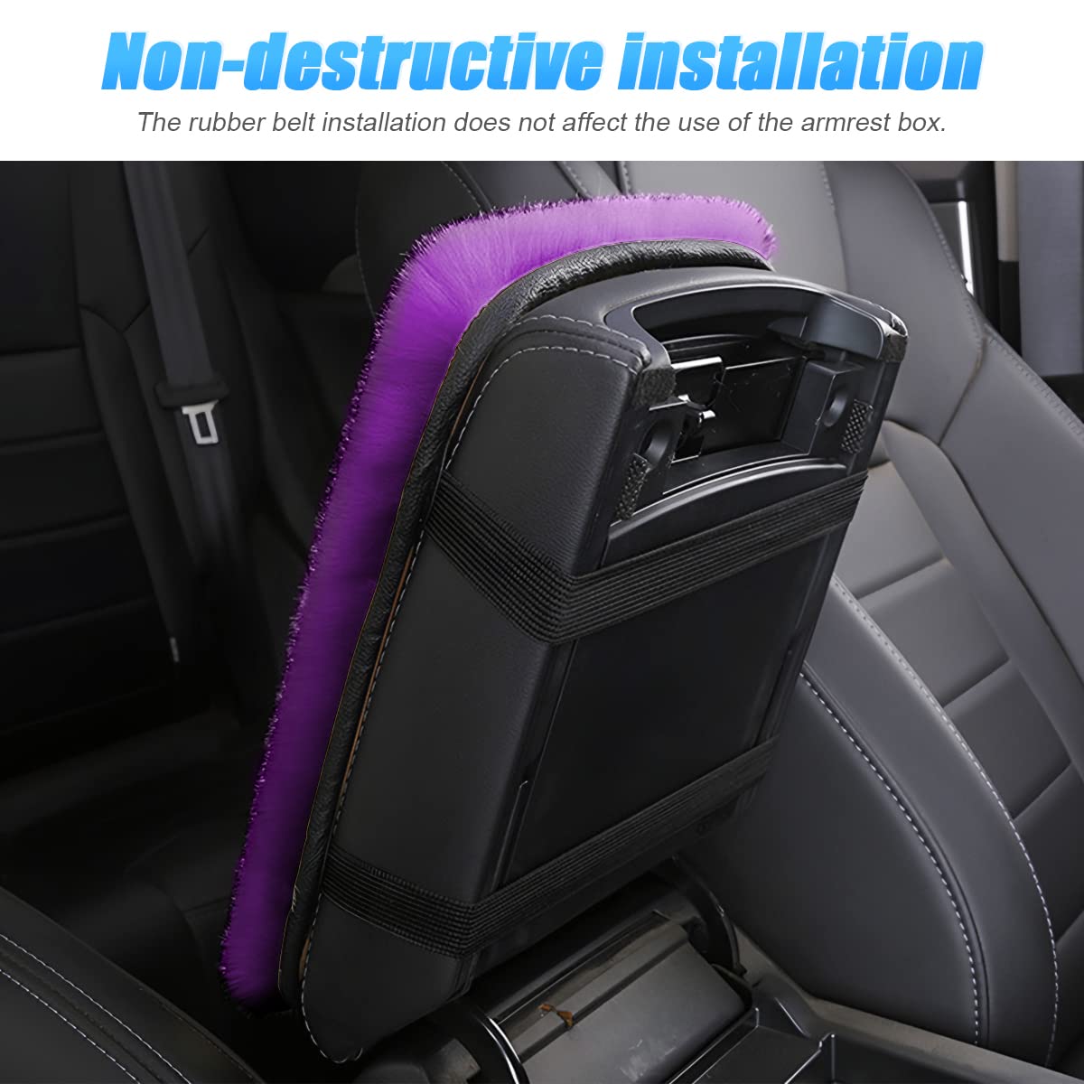 Fluffy Car Armrest Cover, Universal Car Center Console Pad, Car Armrest Seat Box Cover Decor Accessories For Women Men, Armrest Seat Box Cover Protector For Most Vehicle, Suv, Truck, Car (Purple)