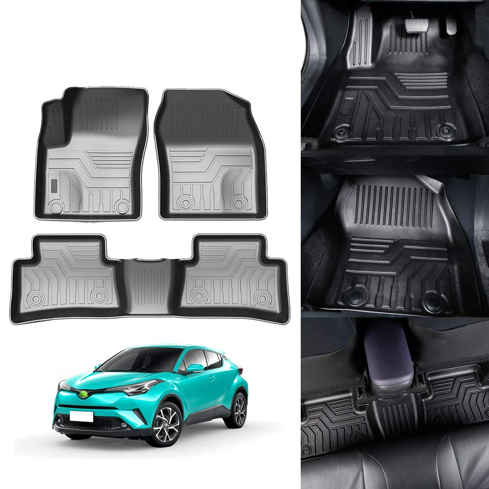 KUST Floor Mats for Toyota C-HR 2018-2023, Custom Fit CHR Toyota Accessories All Weather Floor Liners TPE 2 Row, Black