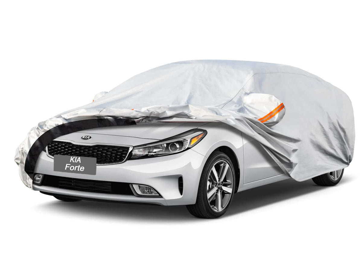Gunhyi 6 Layer Car Cover Custom Fit Kia Forte (2017-2025) Waterproof All Weather, Heavy Duty Outdoor Snow Sun Rain Uv Protection