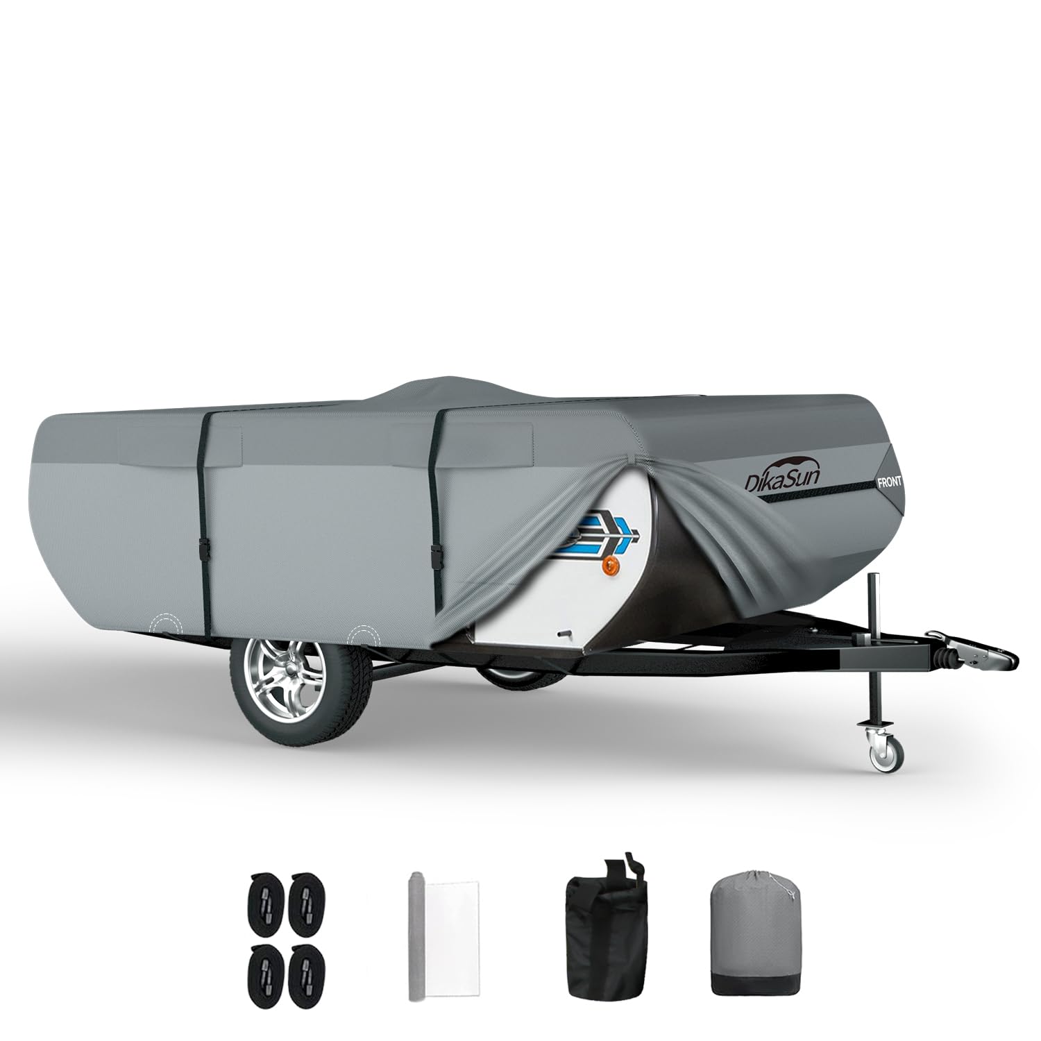 Dikasun Pop Up Camper Cover 16'-18', 7 Layers Waterproof Pop-Up Trailer Cover Anti-Uv Folding Camper Rv Cover For Motor Home