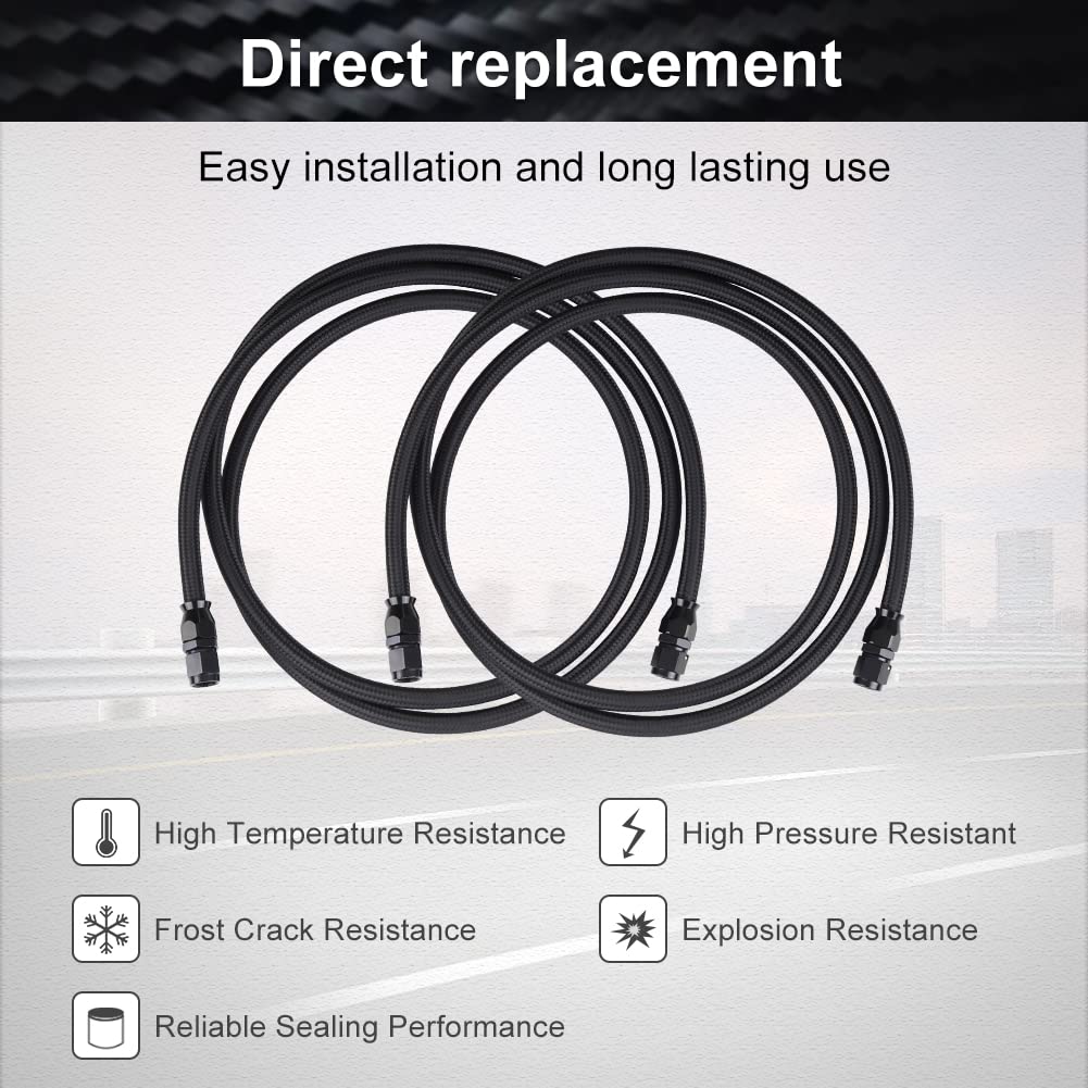 Waterwich 6An Transmission Cooling Line Kit Compatible With 4L60 3L80 700R4 Th350 Th400 Cbc350, 7Ft Ptfe Nylon Braided Stainless