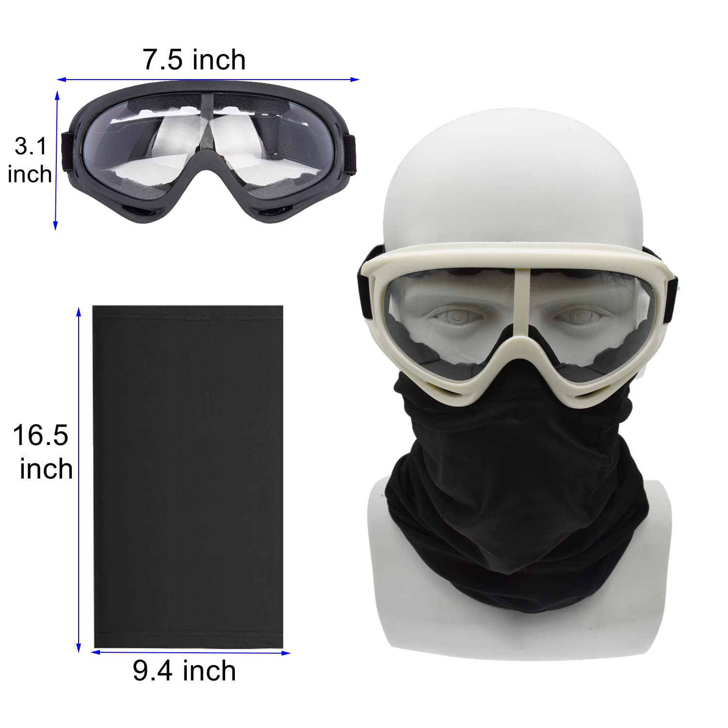 Ljdj Motorcycle Goggles,2 Pack Dirt Bike Atv Motocross Anti-Uv Adjustable Riding Offroad Protective With 2 Pack Neck Breathable