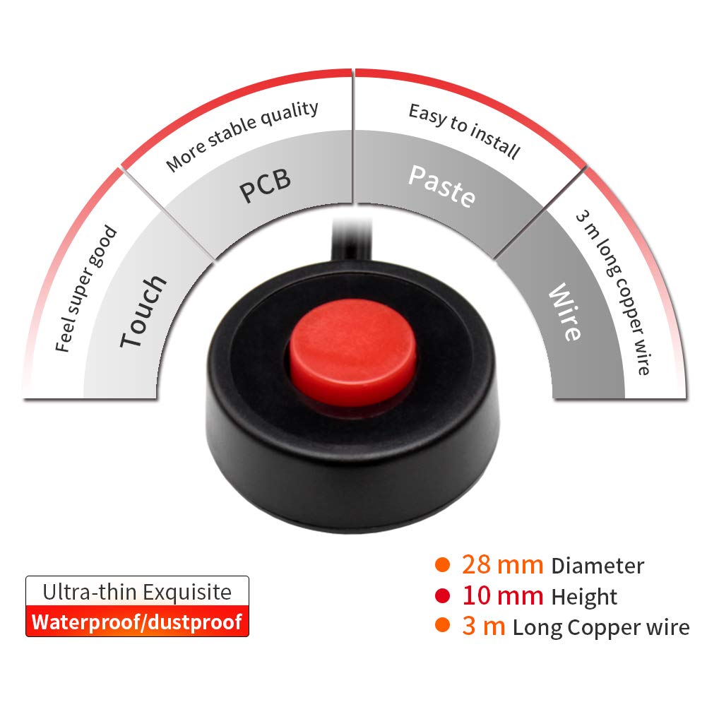 Farbin 12V Car Horn Relay Wiring Harness Kit And Horn Push Button With 3 Meters Wire (Wiring Harness+Red Spot Button, 12V)