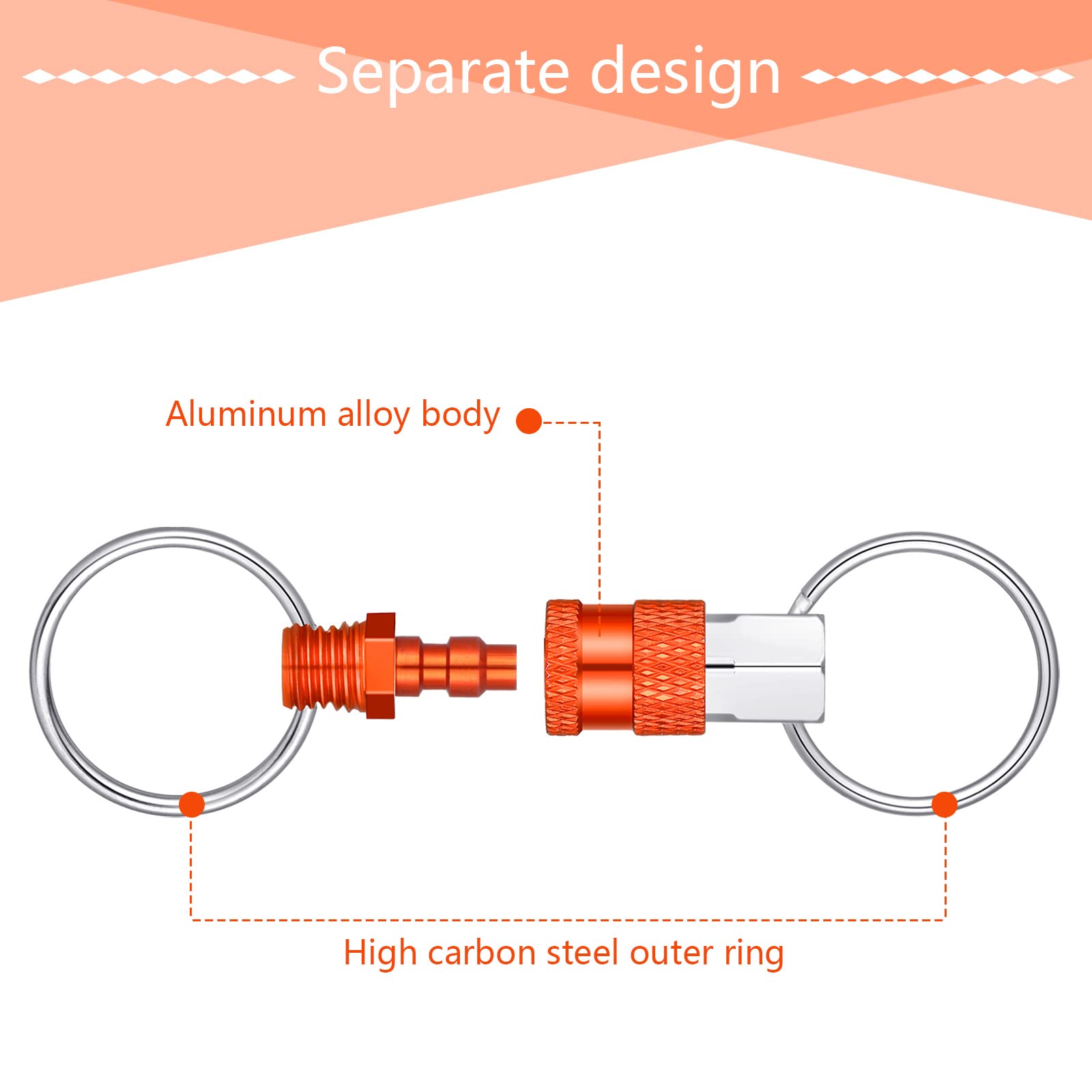 Tallew 6 Pack Quick Release Keychain Detachable Key Ring Pull Apart Coupler Detachable Keychain With 2 Split Rings(Red, Blue, Pu