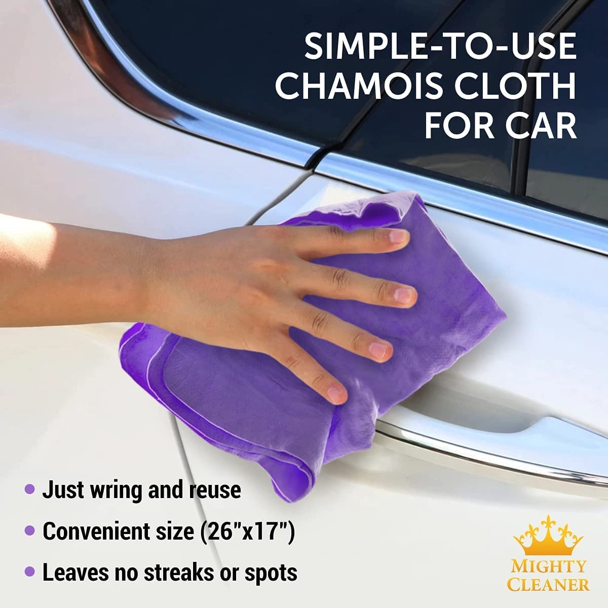 Premium 2Pk + 1 Free Shammy Cloth For Car Drying - (26X17) - Super Absorbent Chamois Towel For Car - Reusable Shammy Towel For Car - Scratch-Free Car Drying Towel