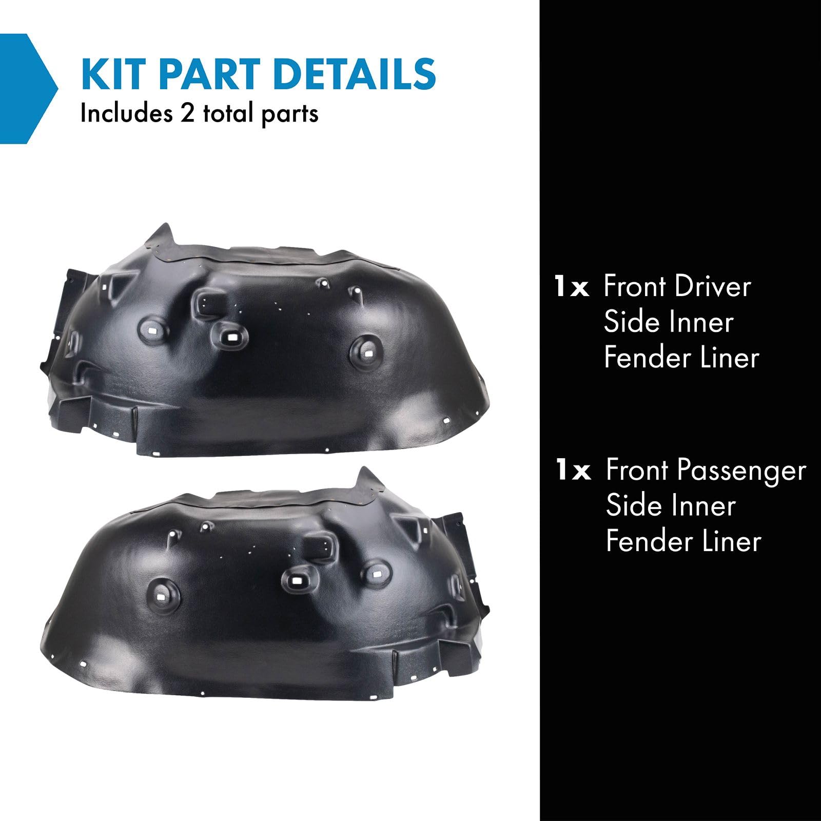 Trq Front Inner Fender Liner Set Compatible With 2011-2014 Gmc Sierra 2500 Hd Sierra 3500 Hd Gm1248233 Gm1249233