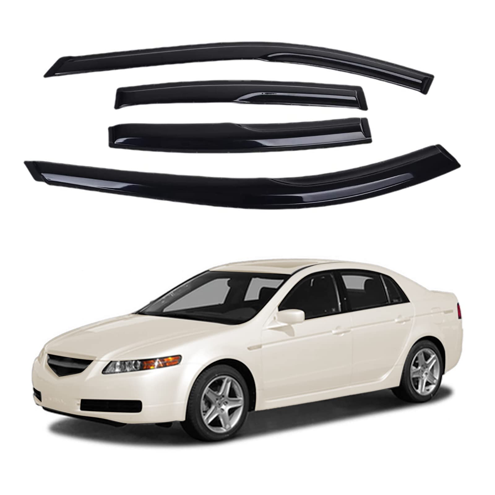 Zzdsnj Tape-On Window Visors 4-Piece For 04-08 Acura Tl Sun Rain Guard Shield Shade Smoke 94057