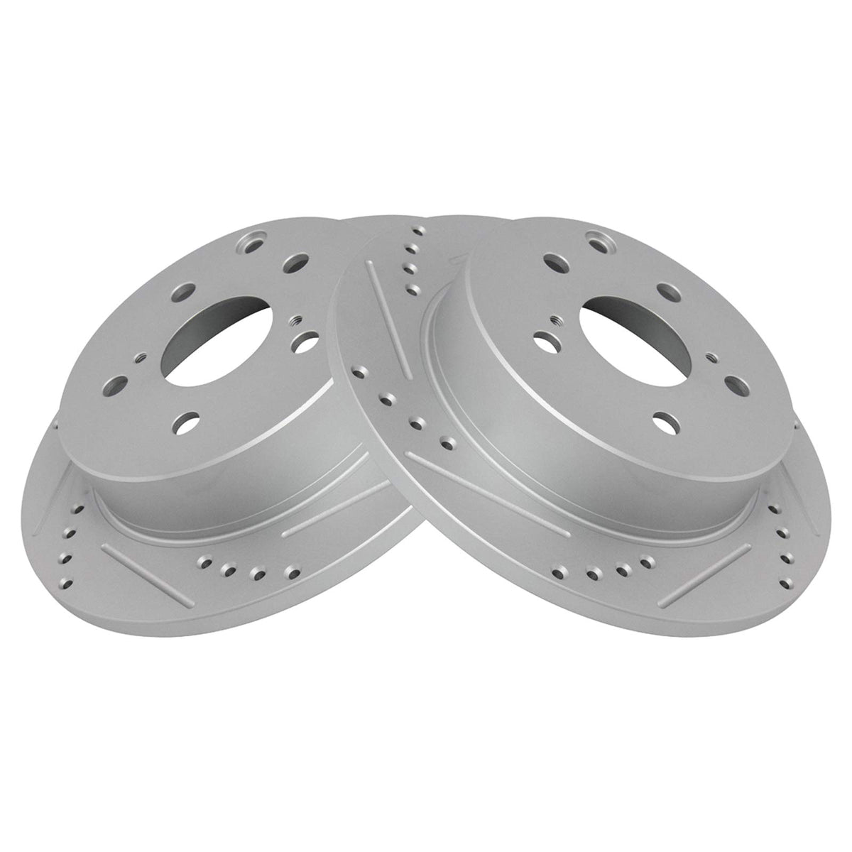 Trq Rear Performance Brake Rotors Set Solid Premium G-Coated Cross Drilled & Slotted Compatible With 2010-2012 Lexus Hs250H 2006