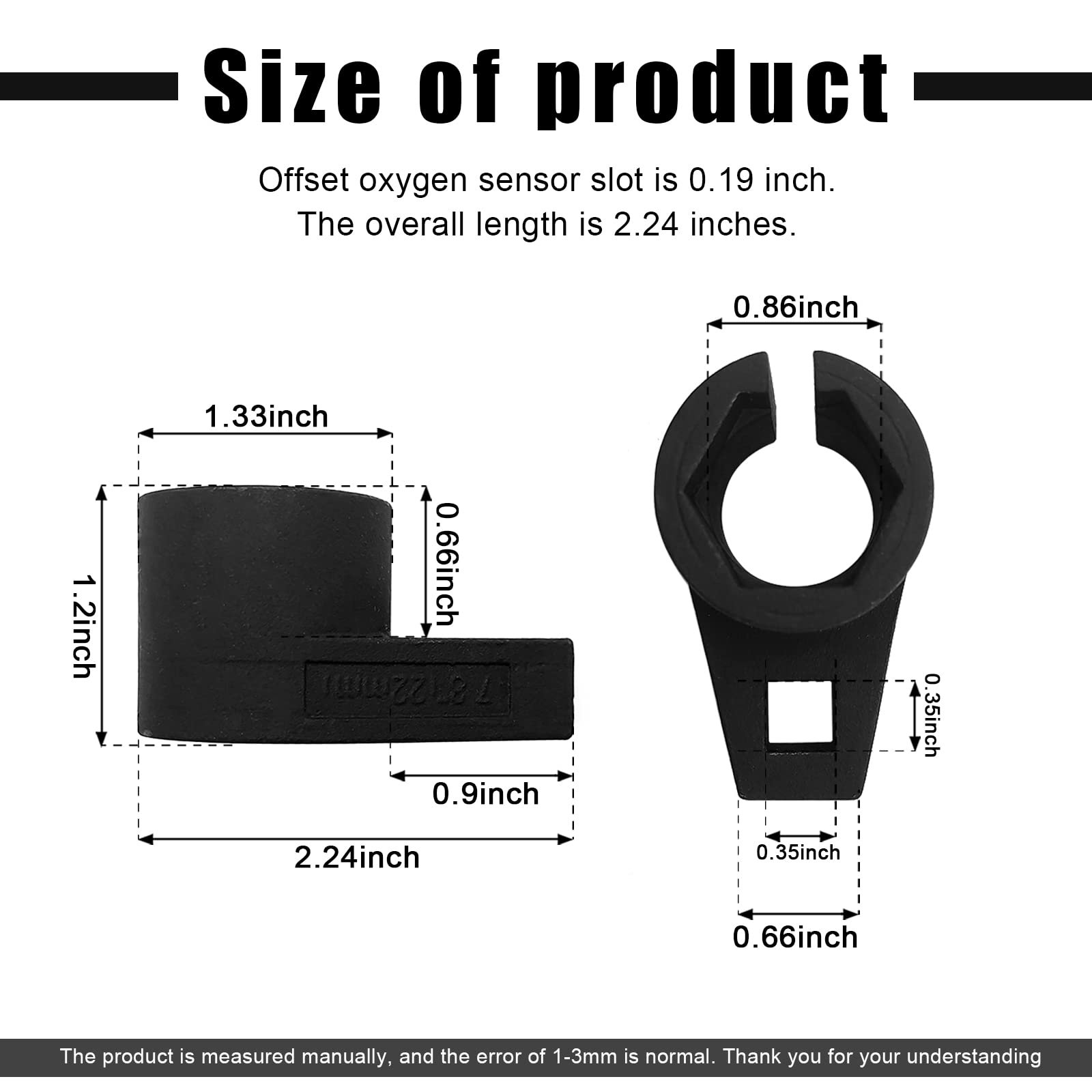 Offset Oxygen Sensor Socket, 3/8-Inch Drive By 7/8-Inch 22Mm, Wire Gate Accesses Sensor From Side, Preventing Damage To Wires, Universal For Most Models Of Cars